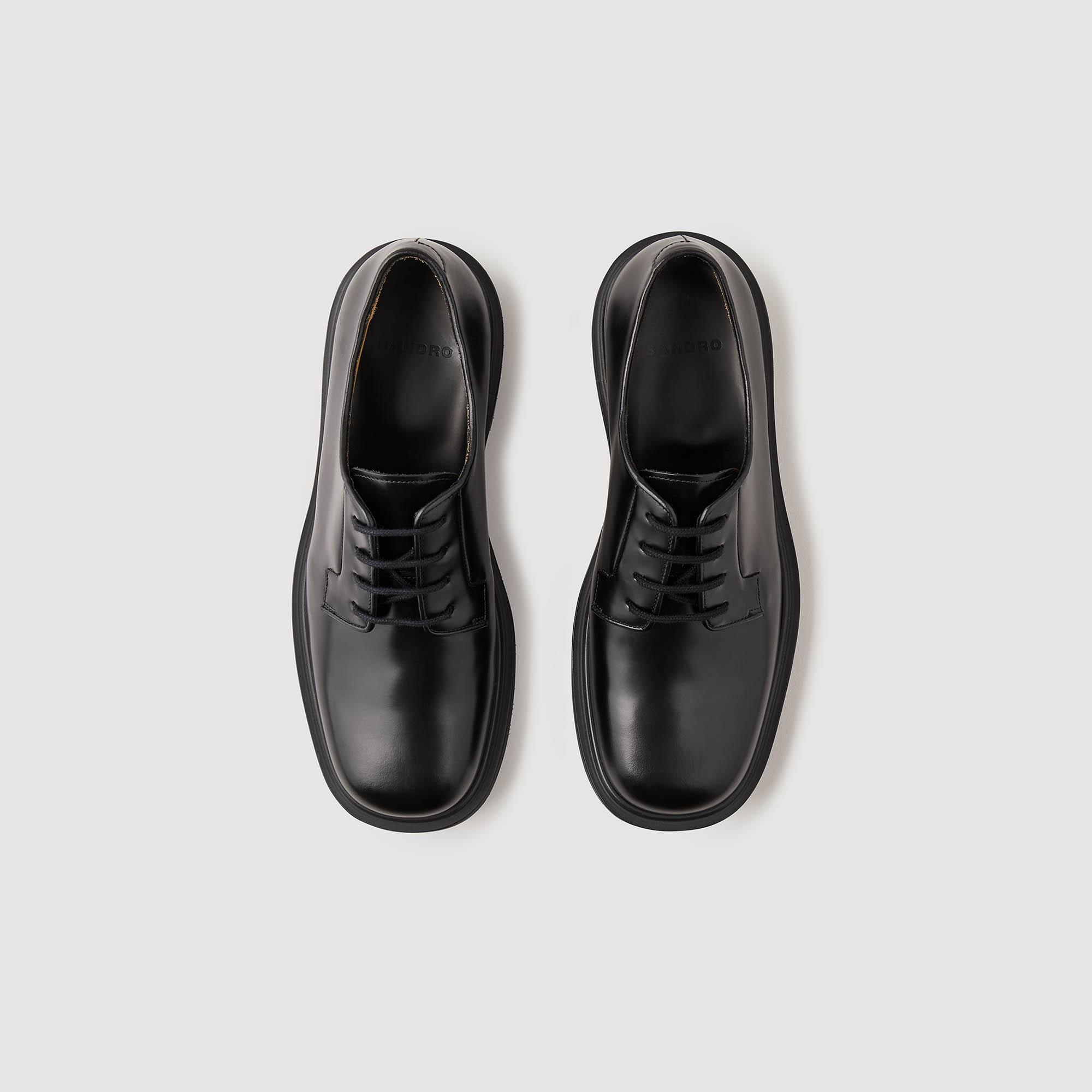 Sandro Square-Toe Lace-Up Leather Derby Shoes in Black for 
