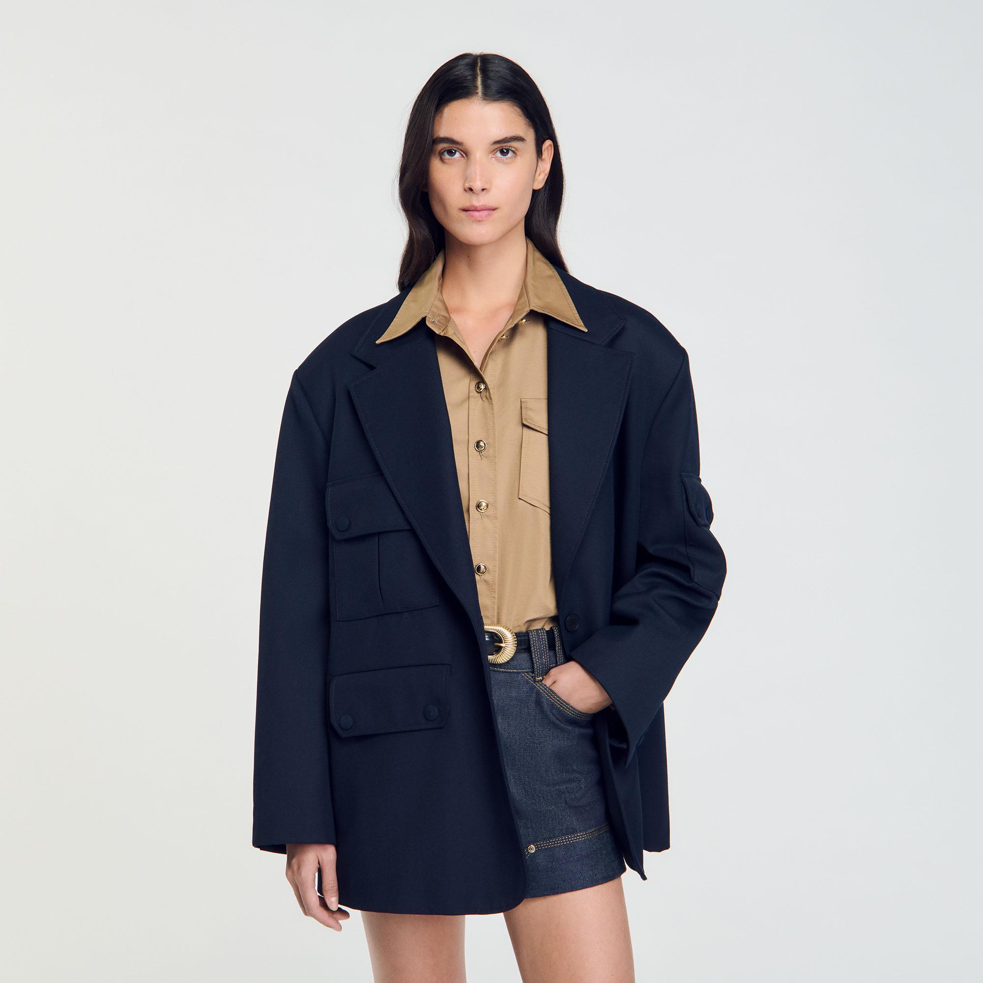 Sandro Oversized Suit Jacket in Blue Lyst UK