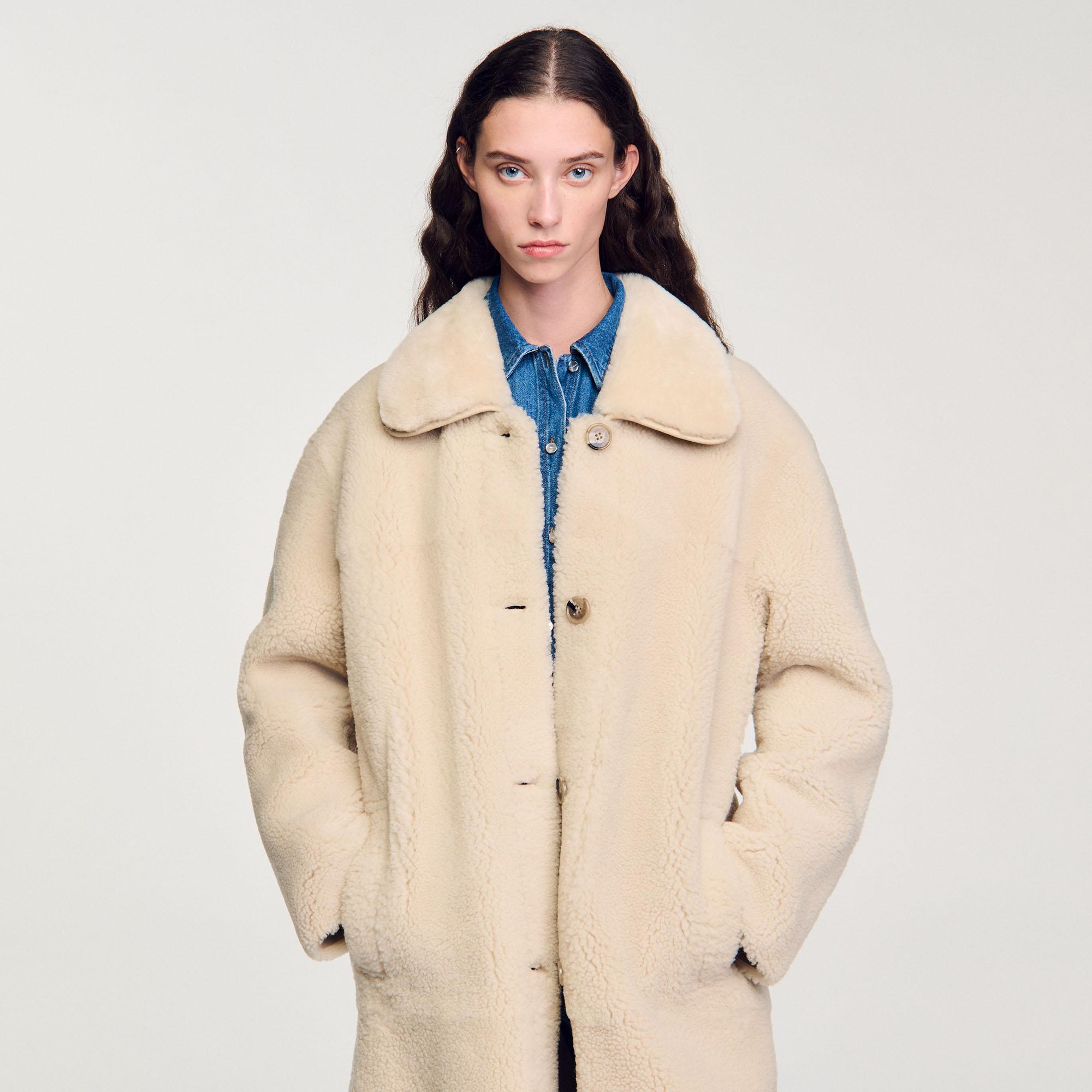 Womens Coats Shearling Coat Sandro Sandro Reversible Shearling