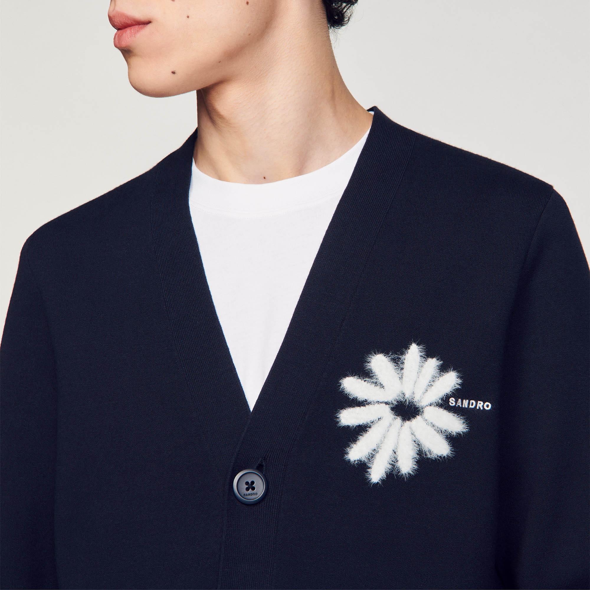 Gilets Sandro Pull Femme Sandro Cardigan En Maille Jacquard Fleur