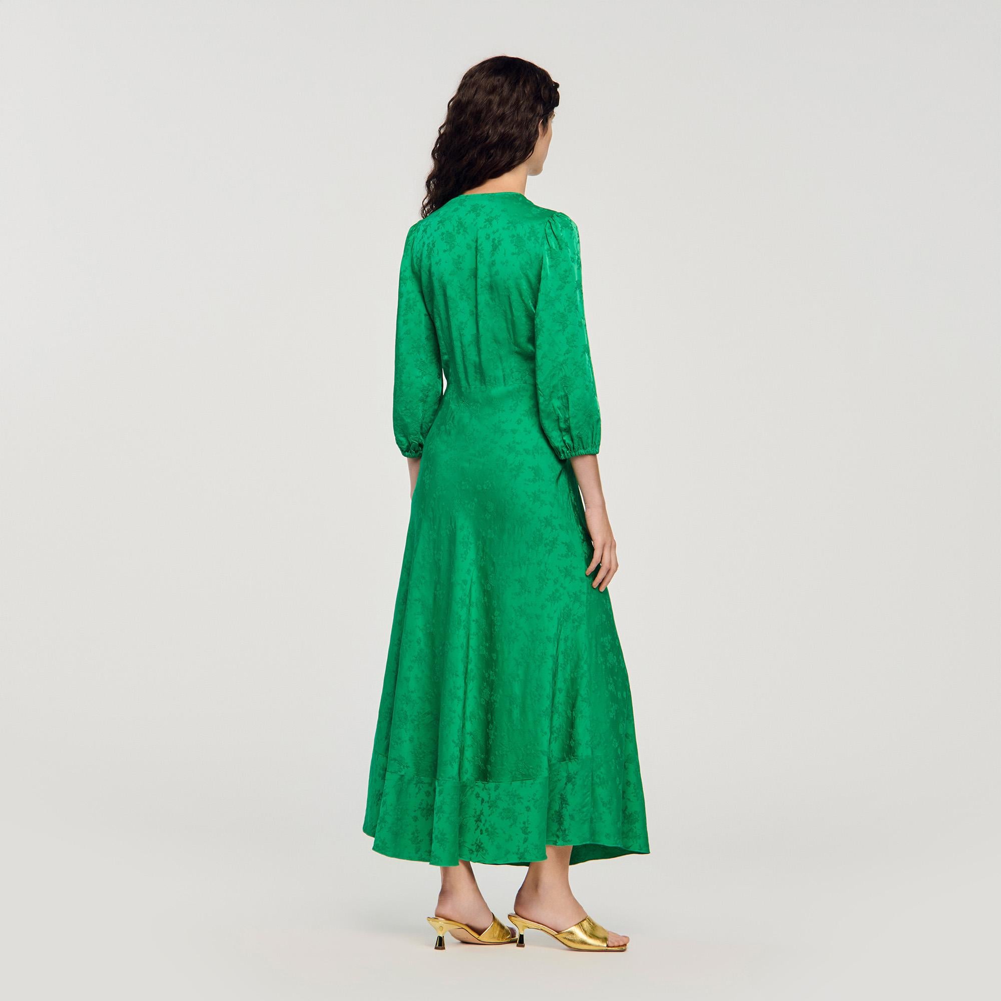 slim fit dress slacks SANDRO PARIS Ruffle-Detail Fee Dress