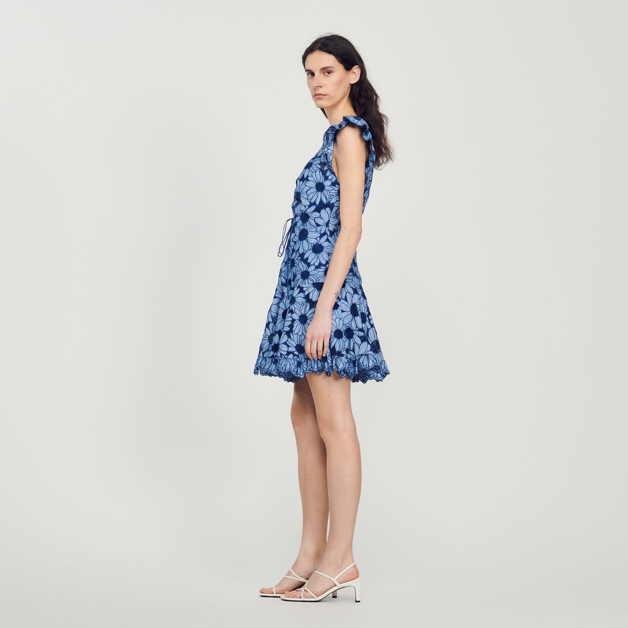 Sandro Daisy Guipure Dress in Blue Lyst UK