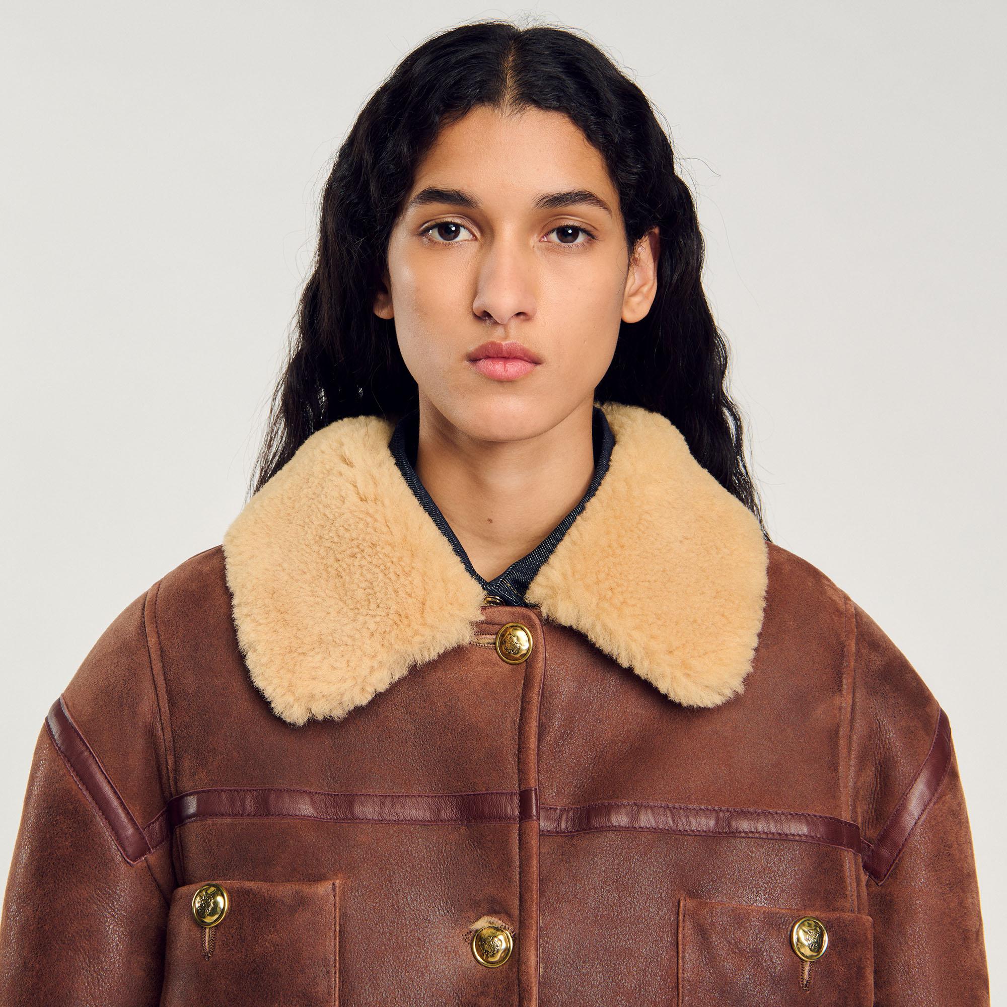 Ladies Jackets Shearling Coat Sandro SANDRO Shearling Jacket THE