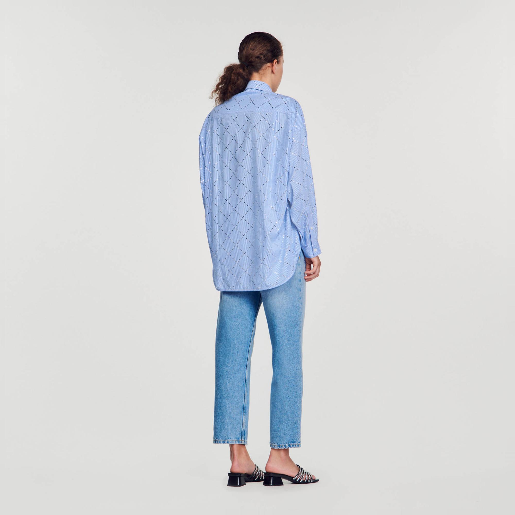 Chemise oversize à strass Sandro en coloris Bleu Lyst