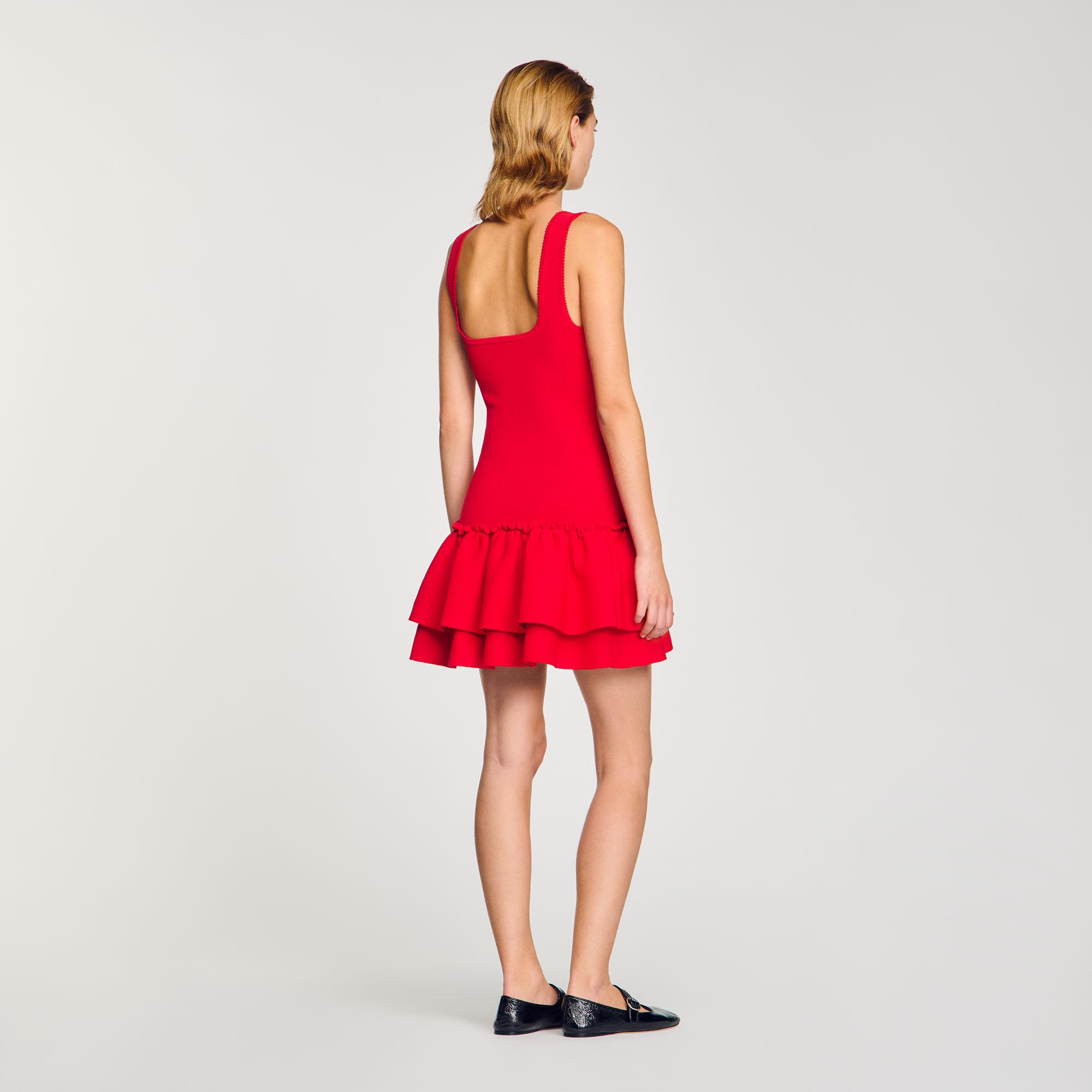 Sandro Short Knit Dress With Ruffles in Red | Lyst UK Sandro Short Knit Dress With Ruffles in Red | Lyst UK