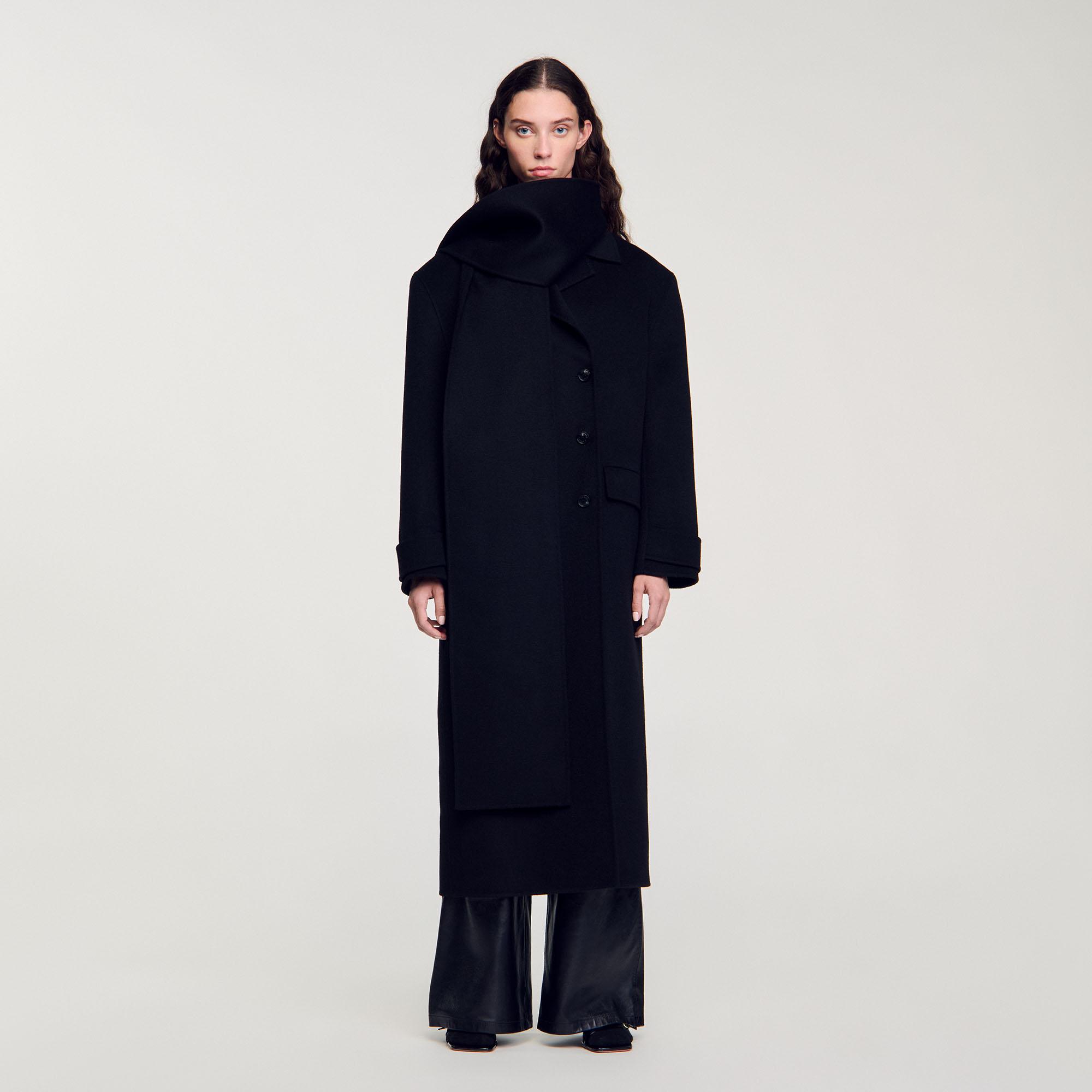 Sandro Manteau Rose Long Manteau En Laine Vierge Rose à Double