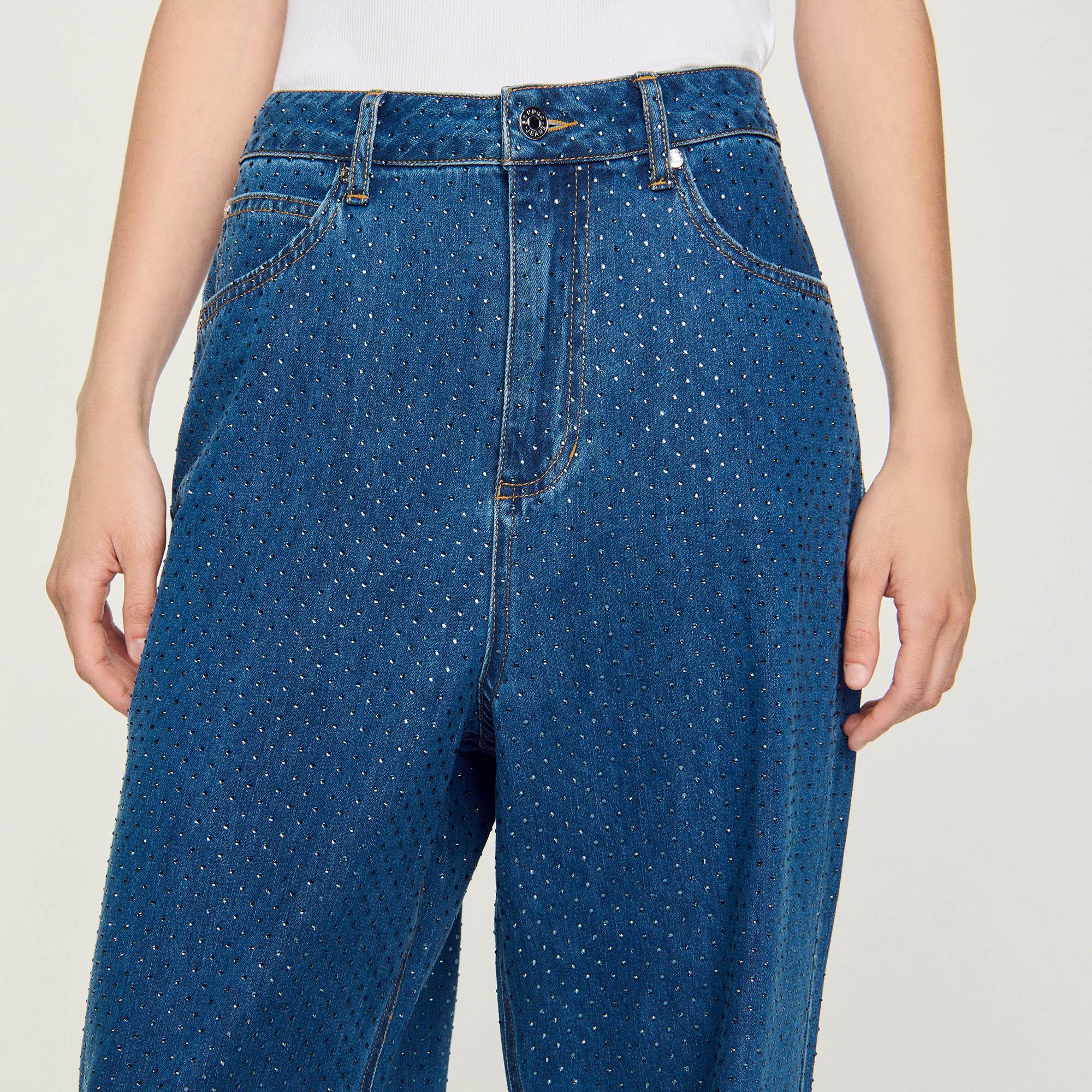 Sandro Wide-Leg Rhinestone Jeans in Blue Lyst UK