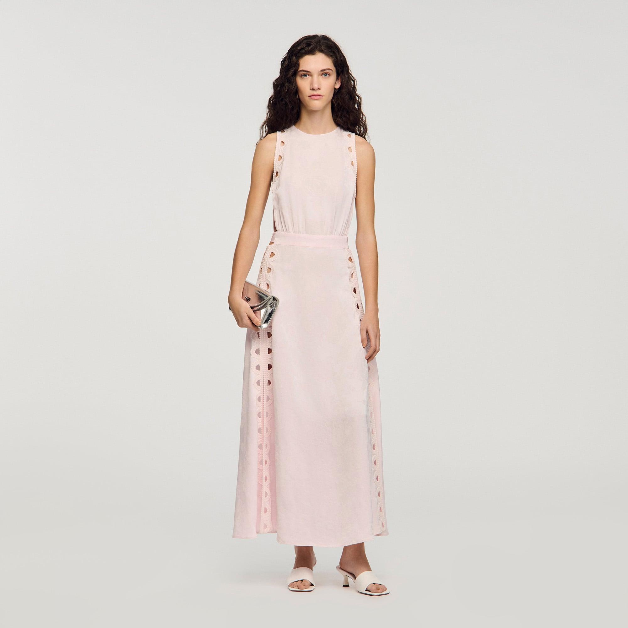 pink sandro dress Sandro Donnia Flower jacquard maxi dress