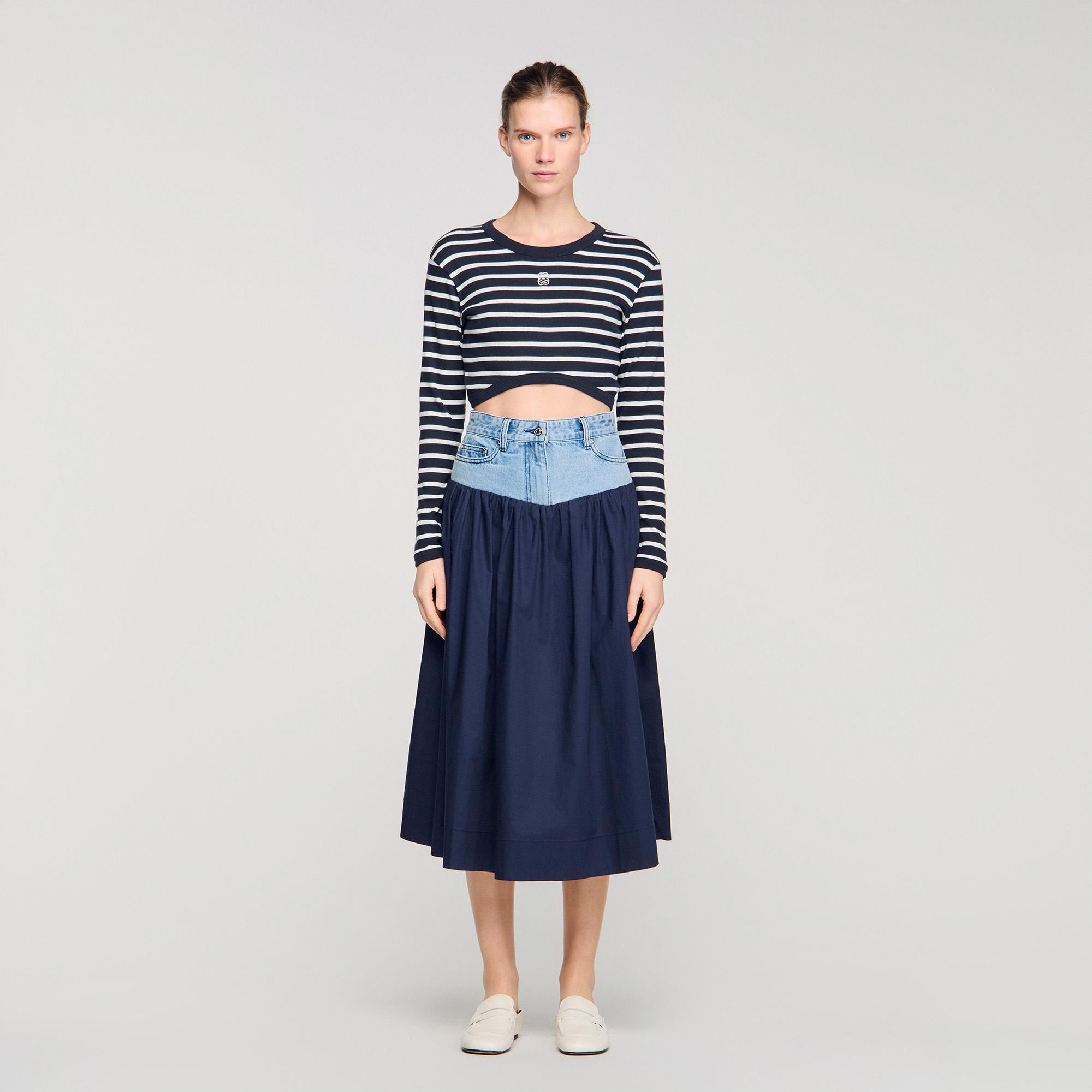 Jupe Mini Sandro Taille 1 (S) - Gris - Élastique à La Taille - Occasion Très Bon état