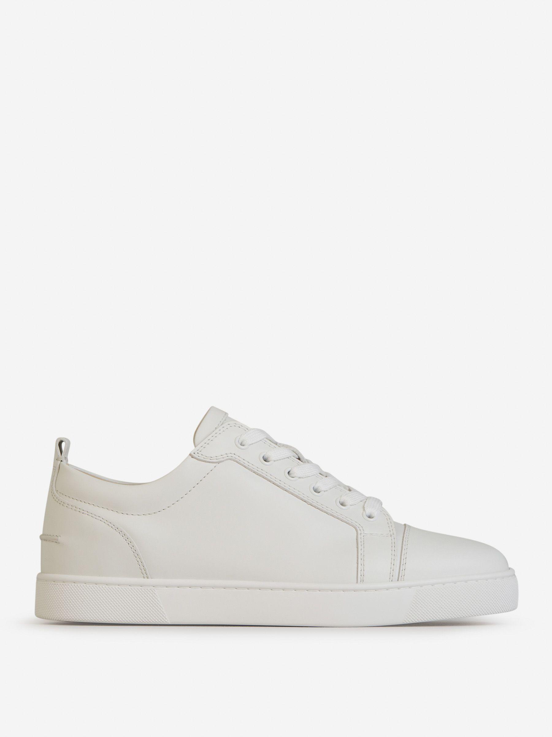 Christian Louboutin White Leather And Mesh Louis Junior Spikes Low Top  Sneakers Size 44 Christian Louboutin