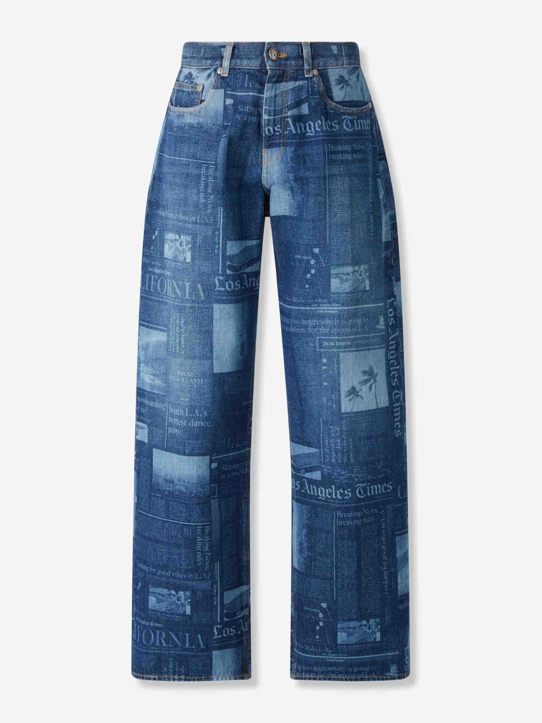 【関税&送料込】Palm Angels Denim Wide-Leg Jeans Palm Angels Paris wide-leg Jeans | Blue | FARFETCH