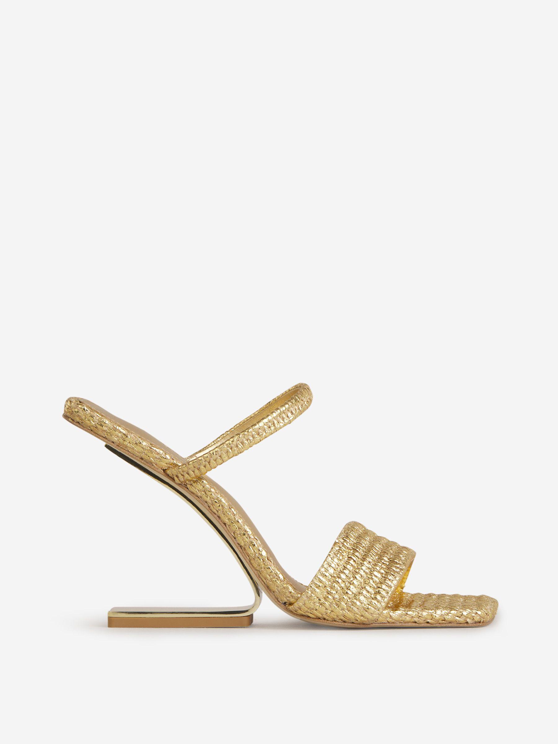 Cult Gaia Rene Raffia Sandals in Metallic | Lyst