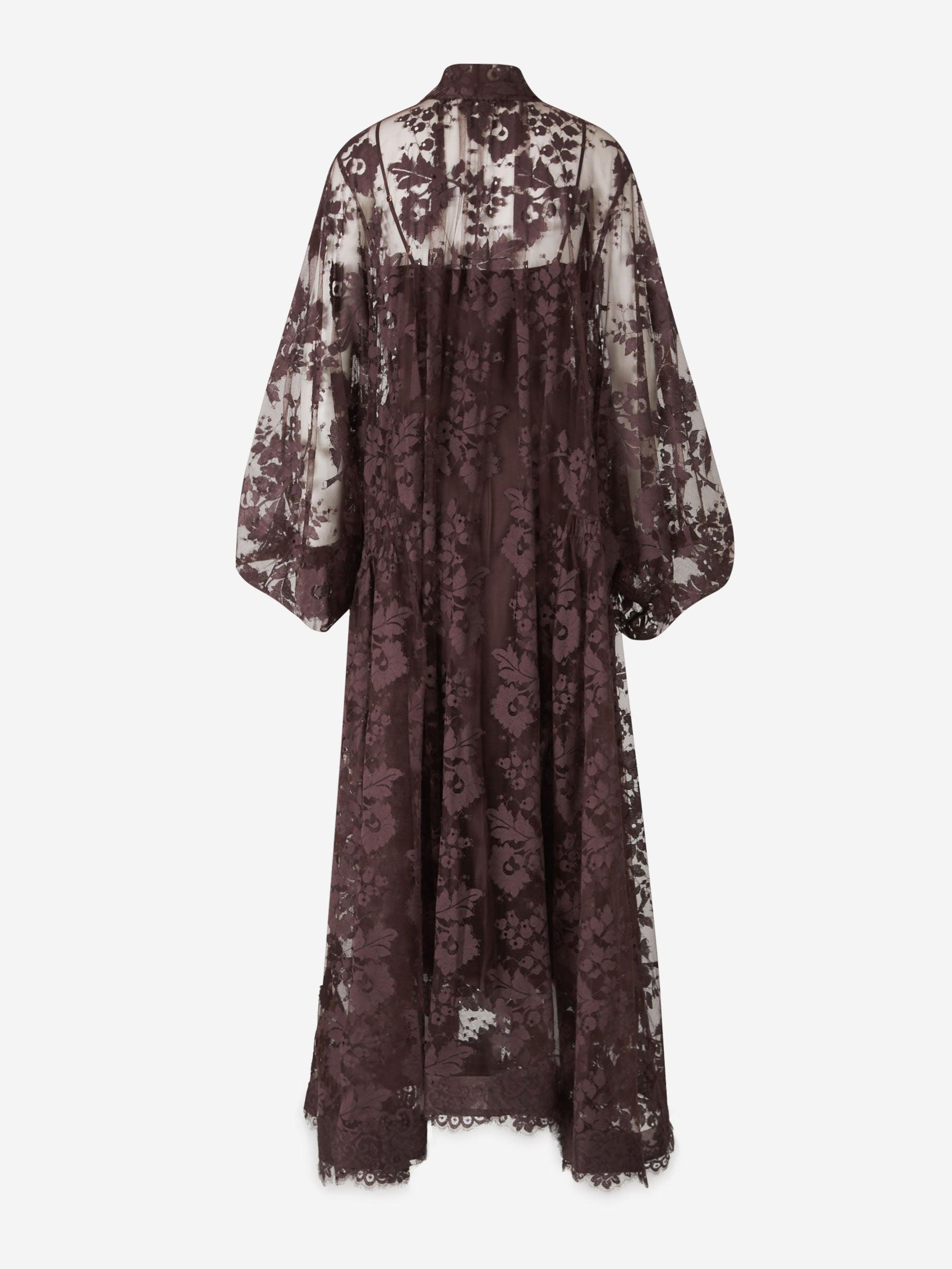 Zimmermann Lace Maxi Dress in Brown | Lyst
