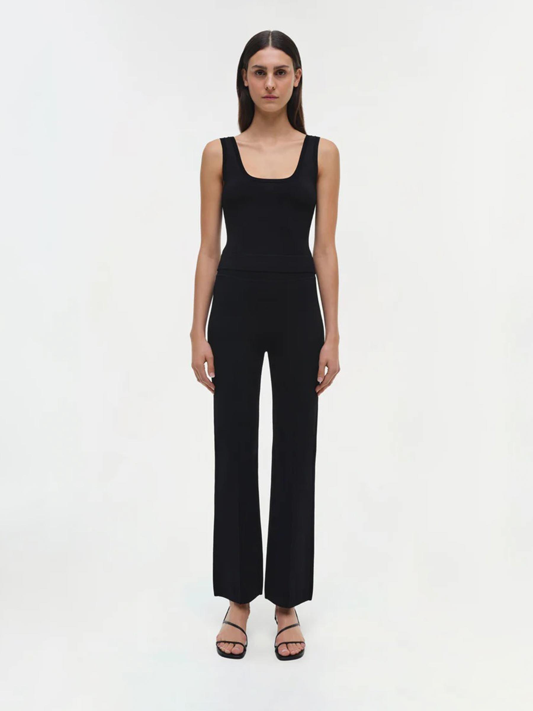 パンツ Jonathan Simkhai Straight Leg Trousers With Tailored Kyra Tailored Pant - Black | SIMKHAI