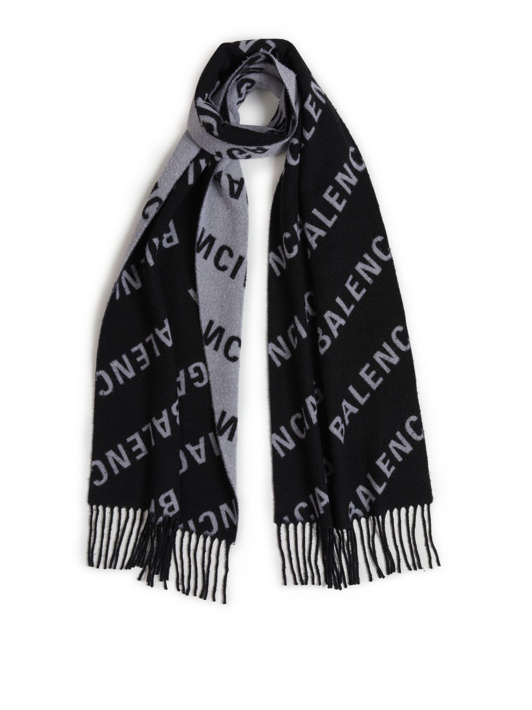 Balenciaga Monogram Wool Scarf in Grey for Men | Lyst UK