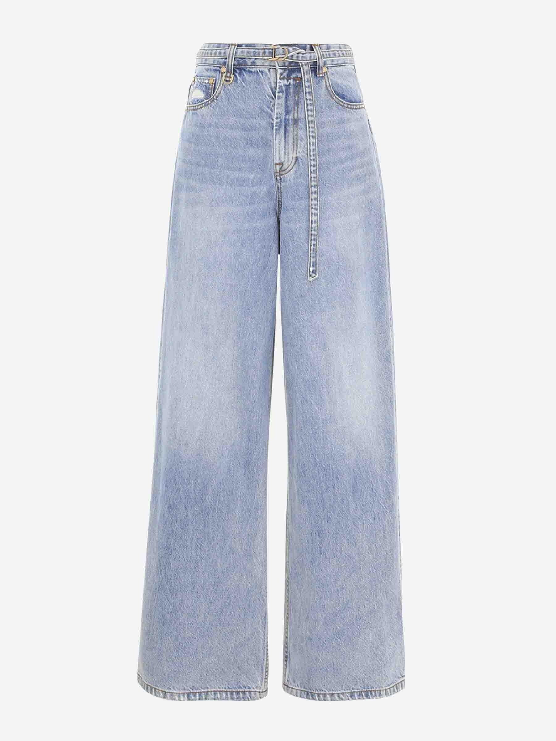 【Zimmermann】CRUSH DENIM FULL MIDI リボンベルト デニム Crush Denim Midi Dress Blue Moon Online | Zimmermann