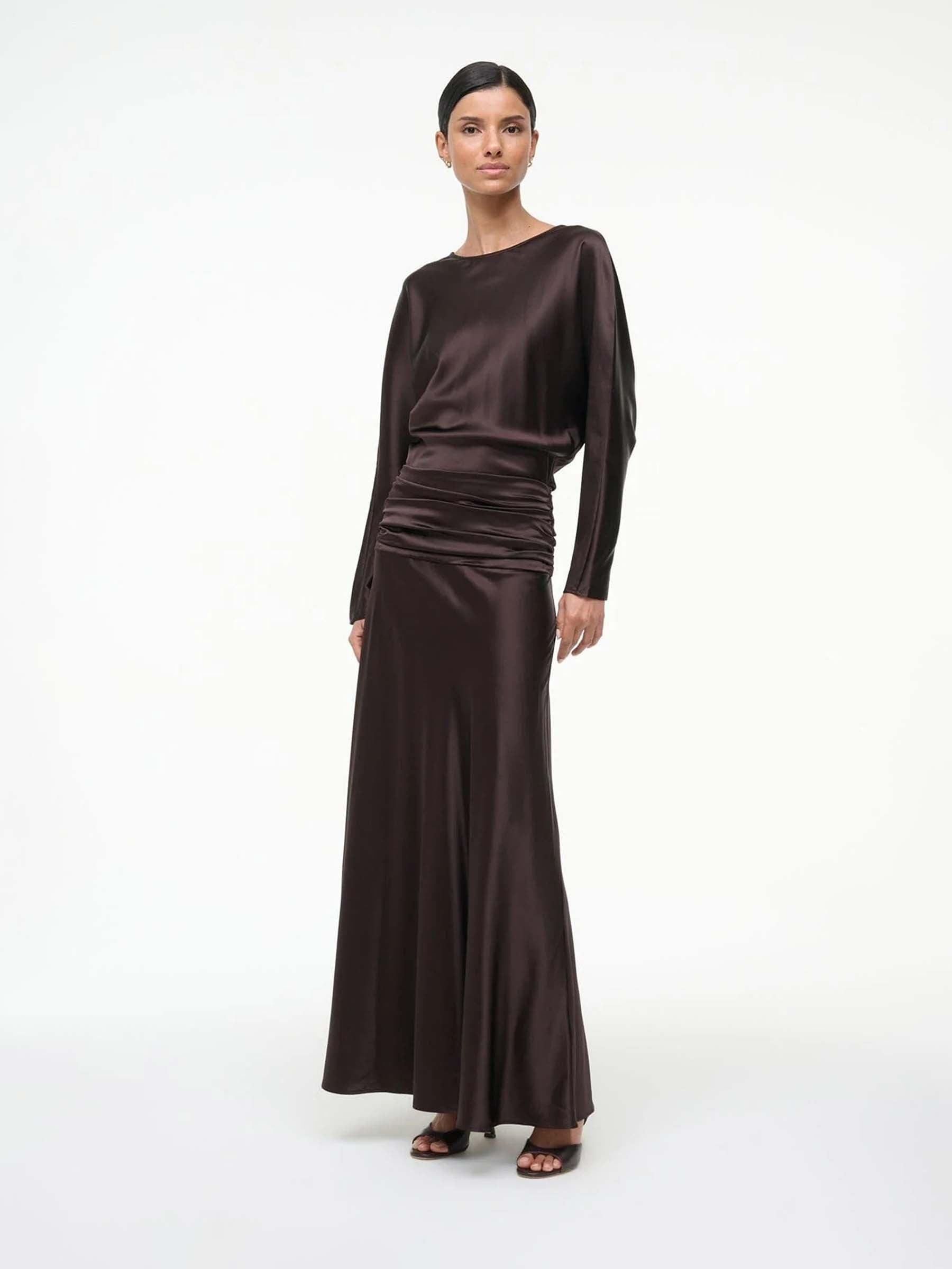 staud wayfaring dress brown STAUD, Phare Silk Dress in Earth, Size 2