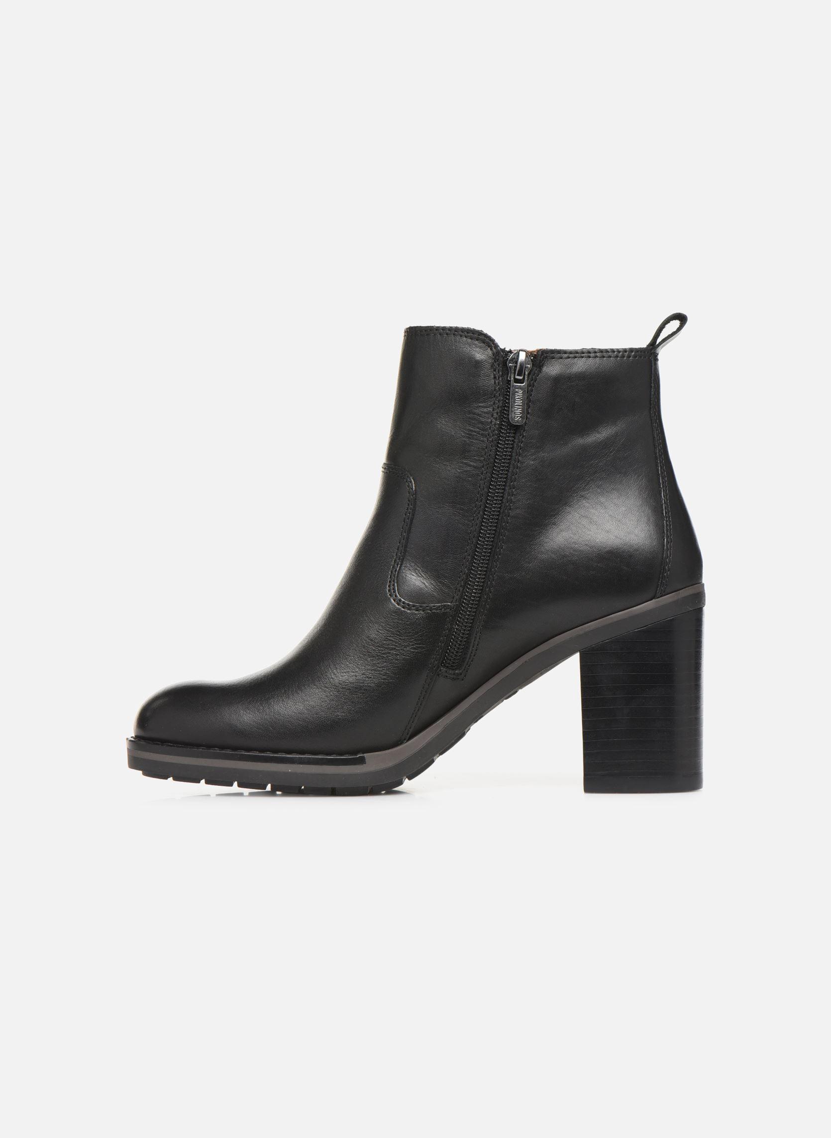 PIKOLINOS Pompeya W9T-8594 marrón y negro. Botín liso tacón mujer