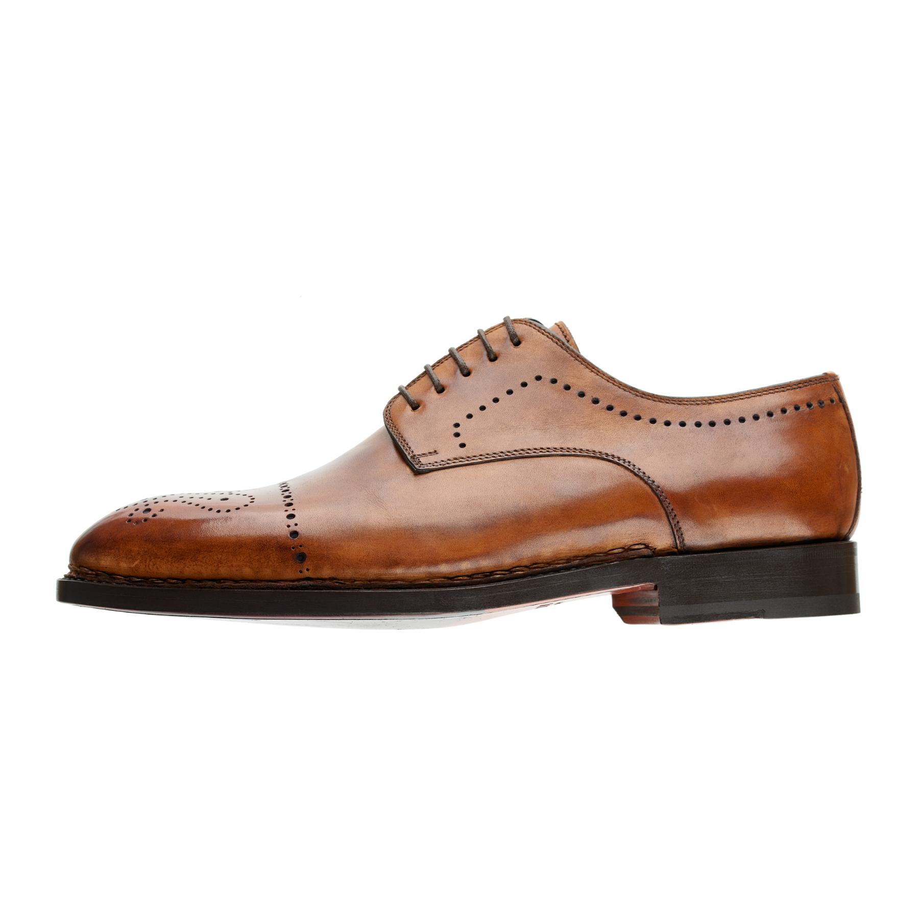 Mens Shoes Slip-on shoes Loafers Brown Bontoni Leather brera Five-eyelet Wholecut Balmoral With Perforated Details And Medallion in Cognac for Men 