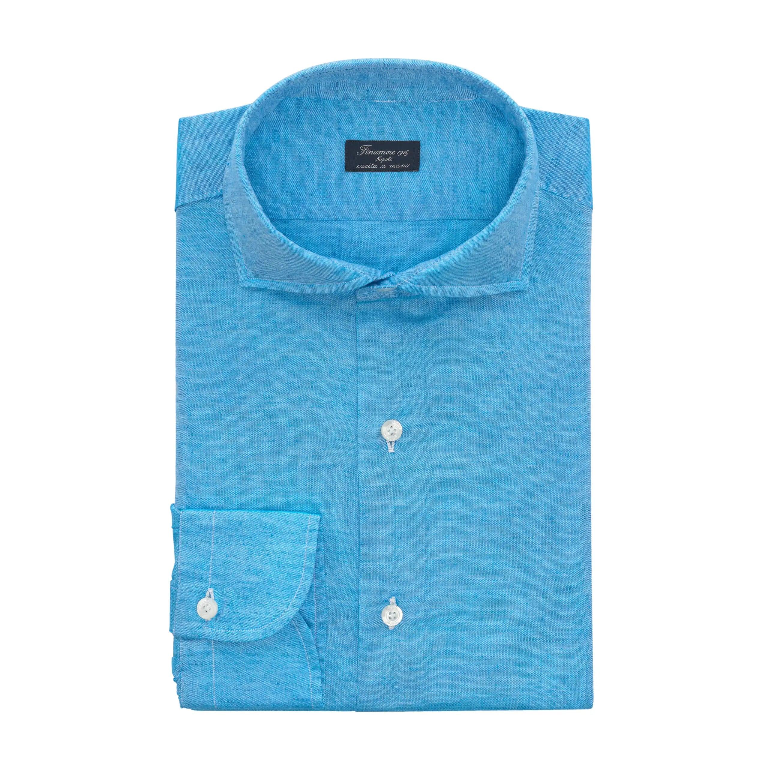 Finamore Linen-cotton Blend Shirt in Blue for Men | Lyst