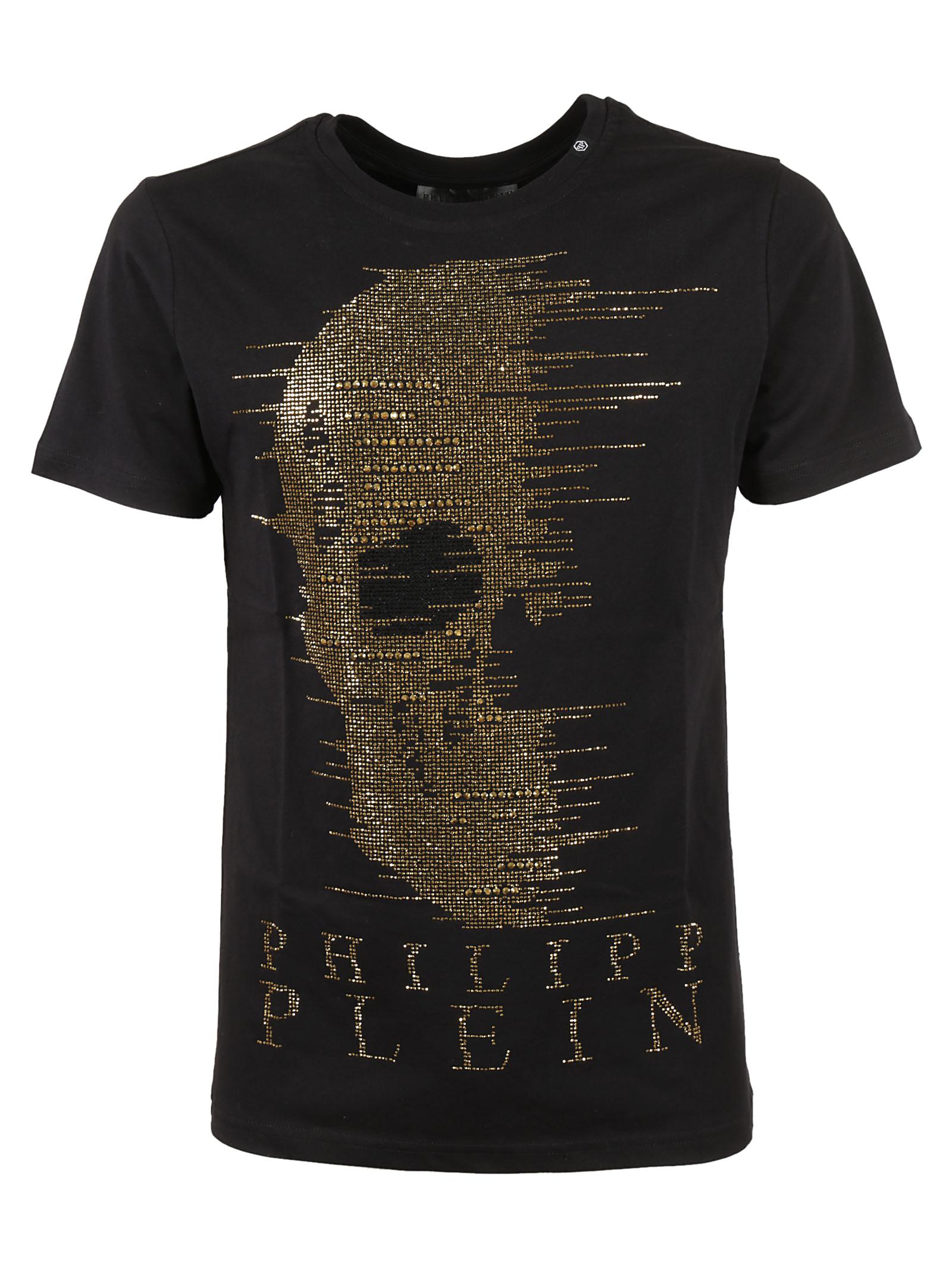 Philipp Plein Cotton Gold Skull T-shirt 
