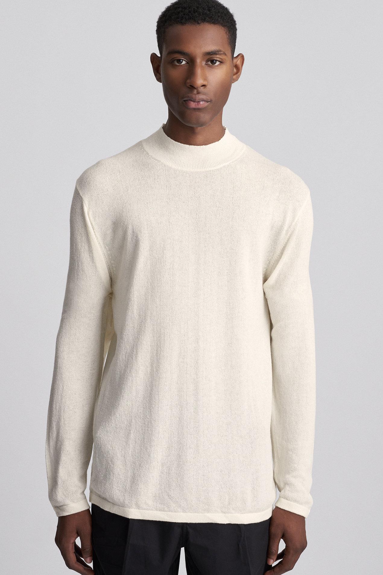 Download Saturdays NYC Sean Crepe Mock Neck Sweater in White for ...