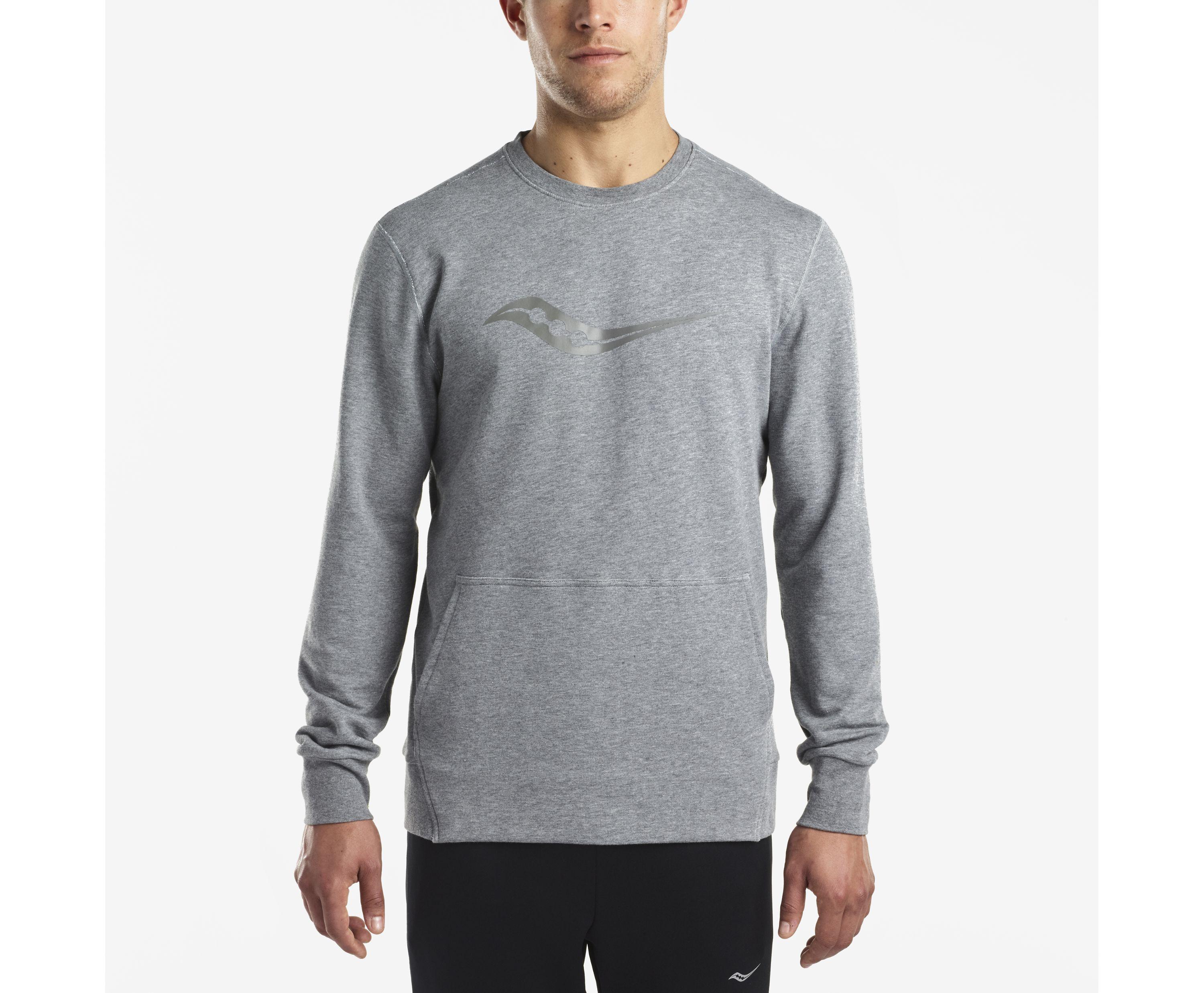 Saucony Mens Life On The Run Cooldown Long Sleeve Top Grey Sports Running Gym