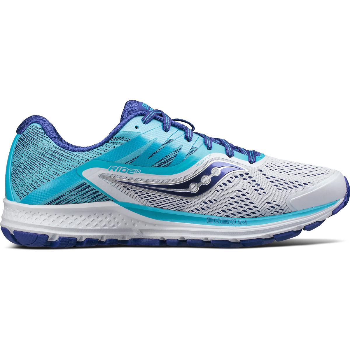 Saucony Ride 10 Narrow in White | Blue 