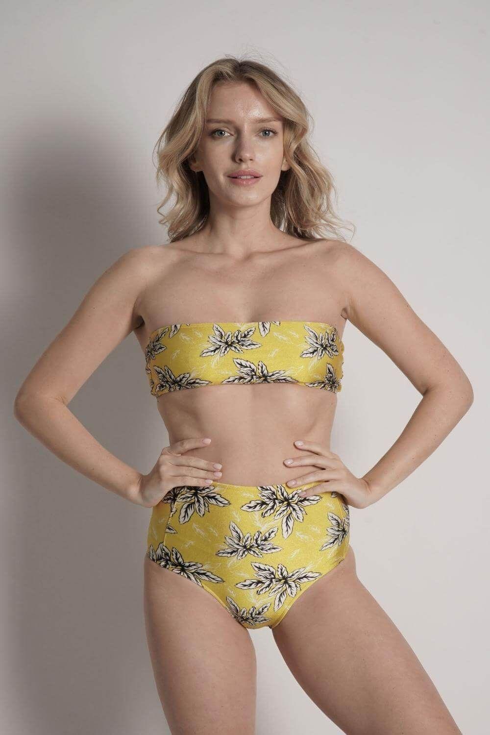 Sauipe Swimwear Yellow Strapless Bandeau Bikini Top - Bianca