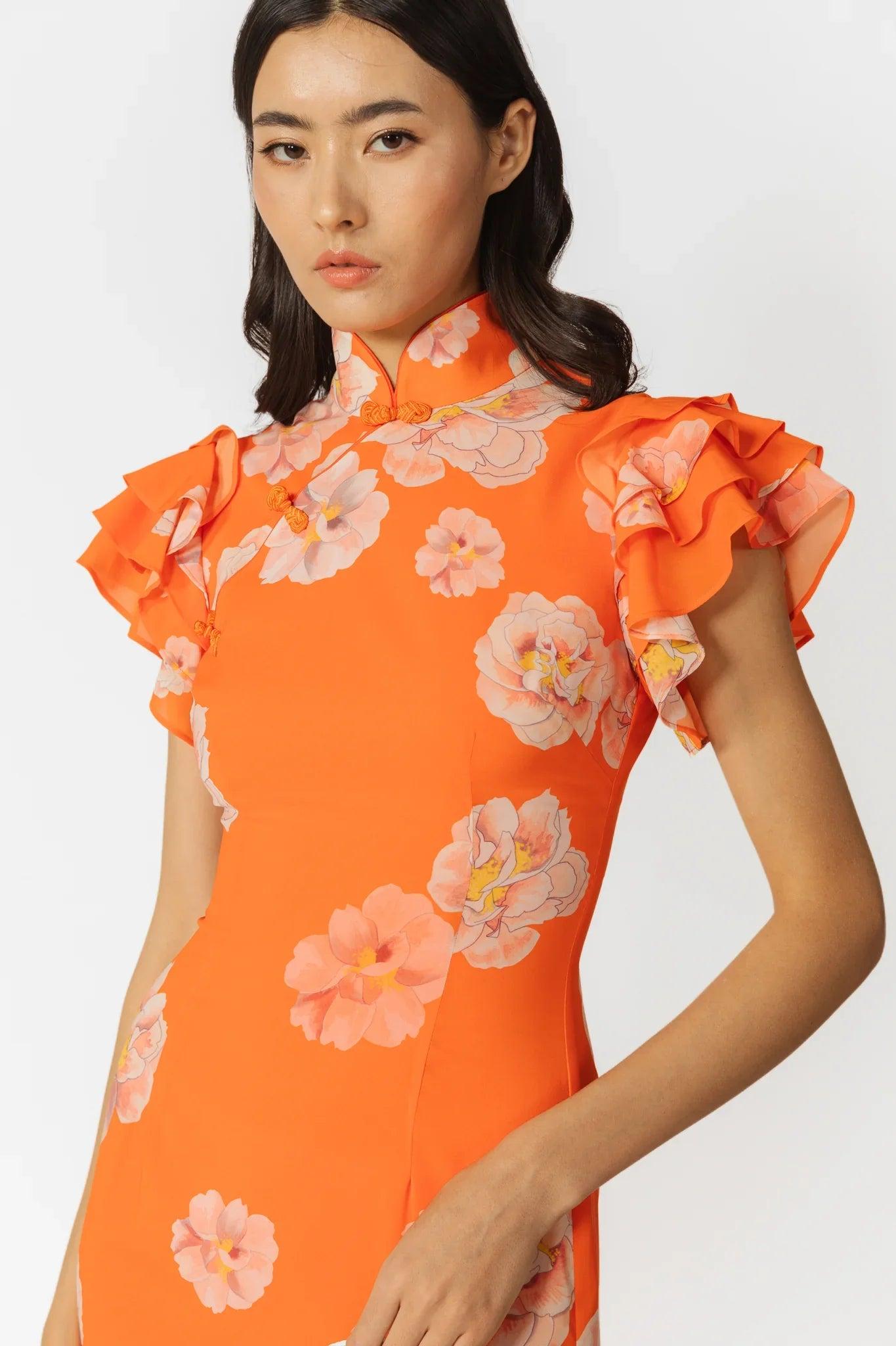 sau lee orange dress Calista Maxi Dress