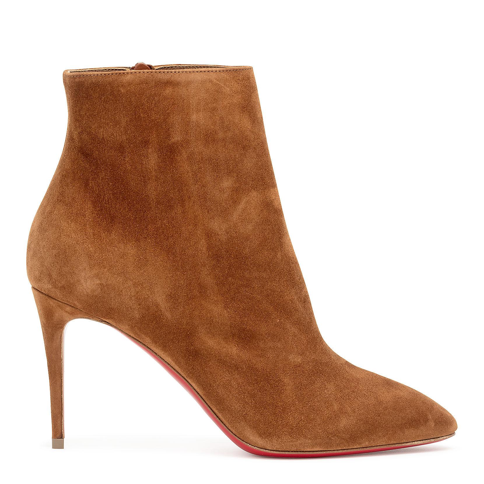 Christian Louboutin Eloise Booty 85 Tan Suede Ankle Boots in Brown - Lyst