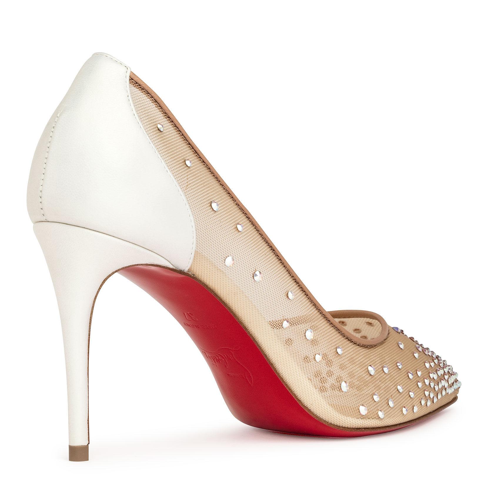 Christian Louboutin Leather Follies Strass 85 White Pumps - Lyst