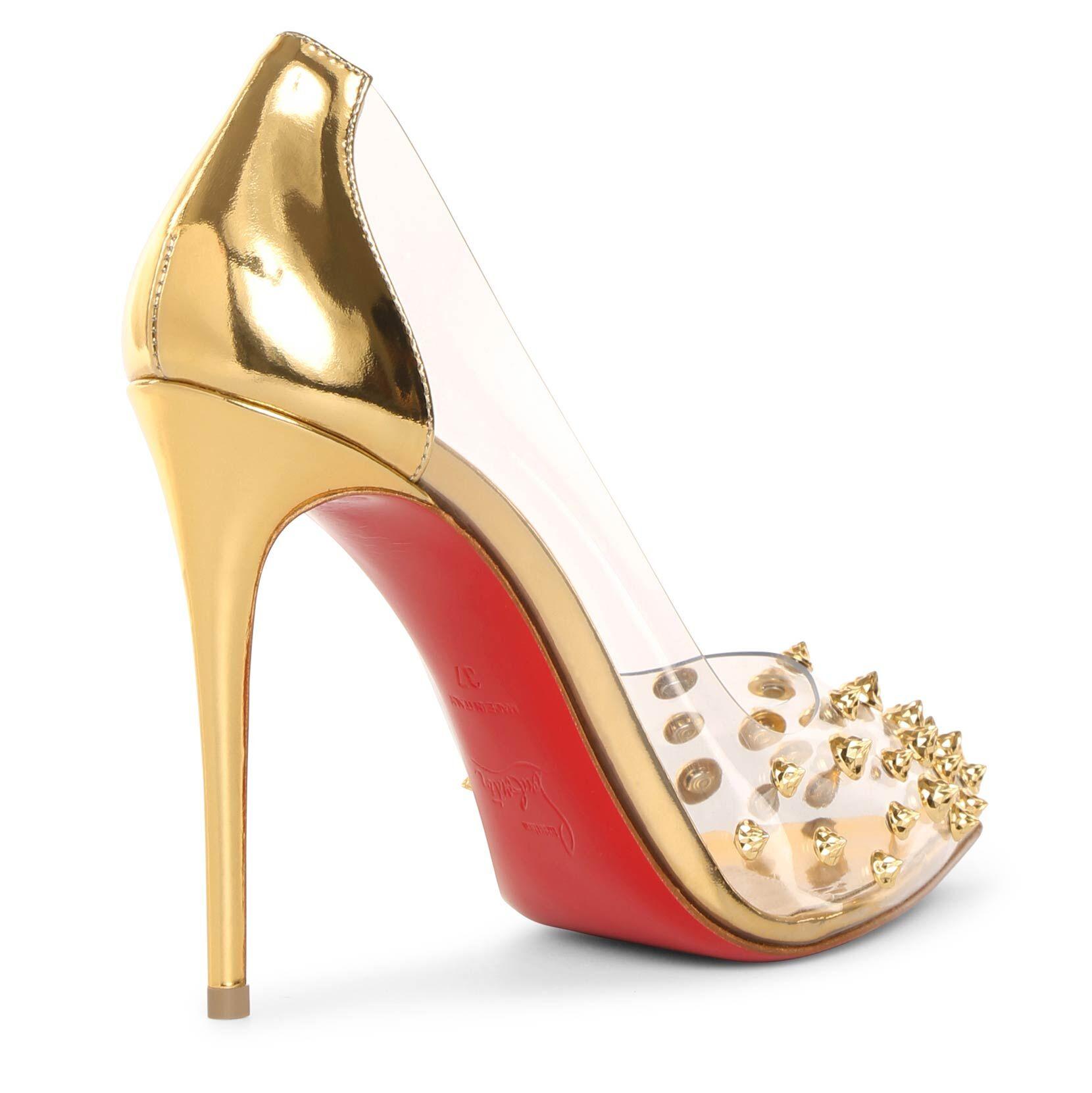 Christian Louboutin Leather Collaclou 100 Pvc Gold Studs Pumps in ...