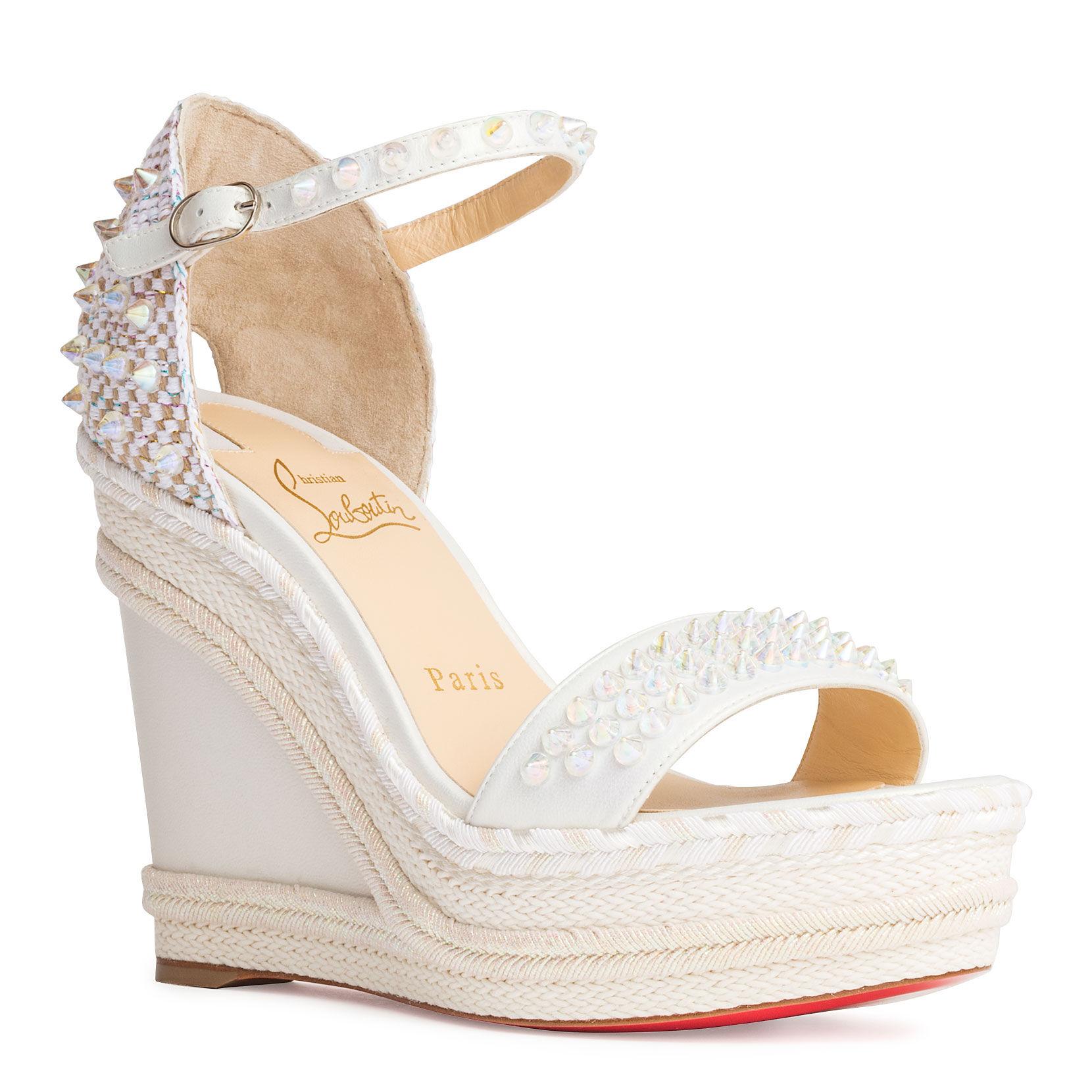 komfort holdall Gør det tungt Christian Louboutin Madmonica 120 White Leather Wedges - Lyst