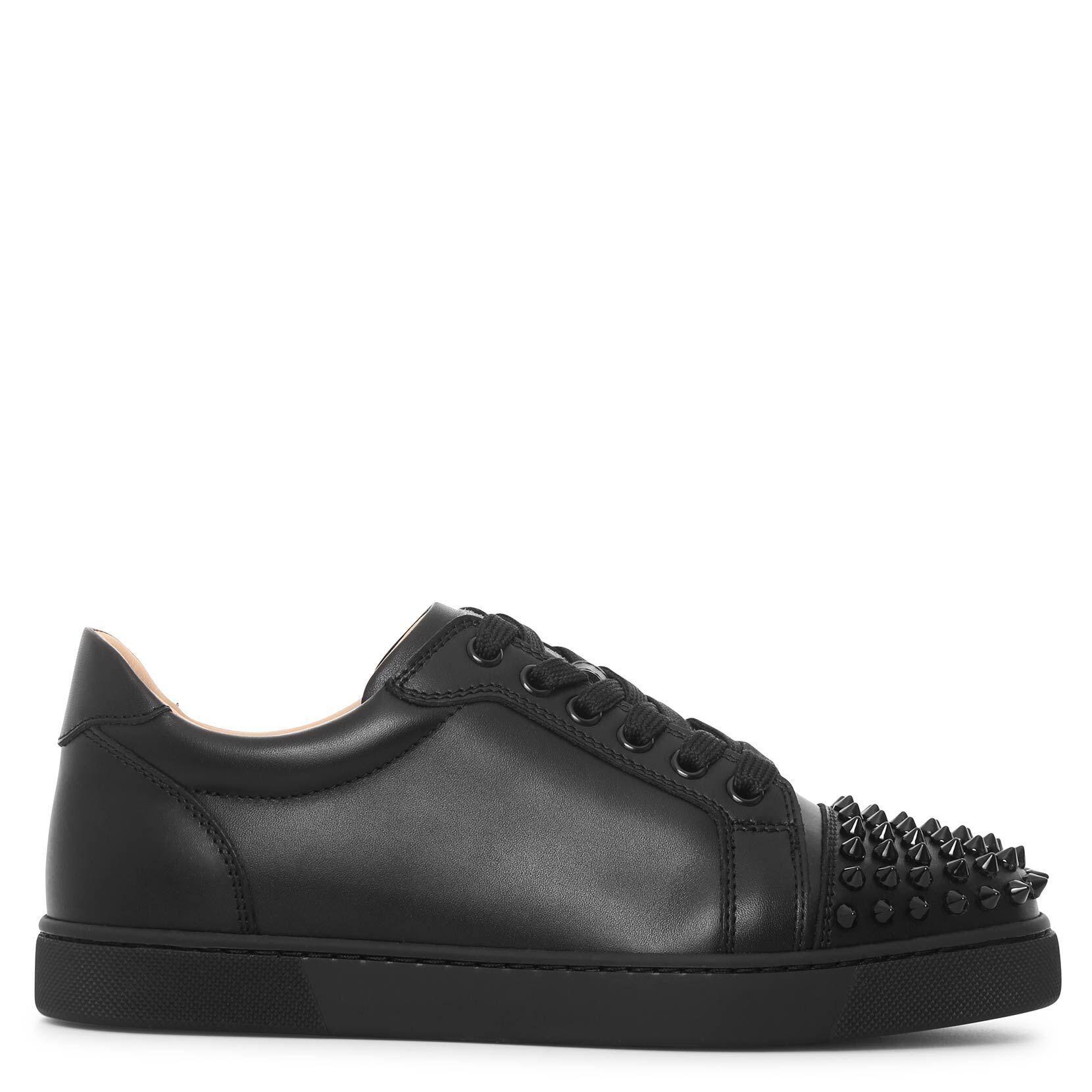 Christian Louboutin Vieira Spike Leather Sneaker in Black - Save 46% - Lyst