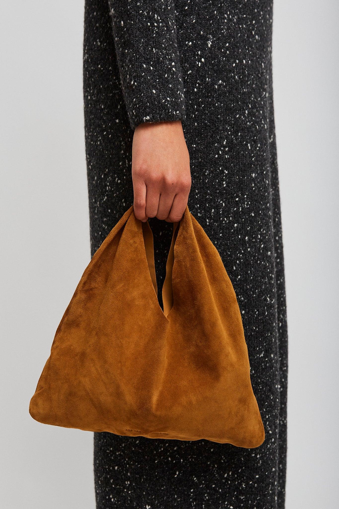 The Row Small Bindle Caramel Suede Shoulder Bag in Brown | Lyst UK