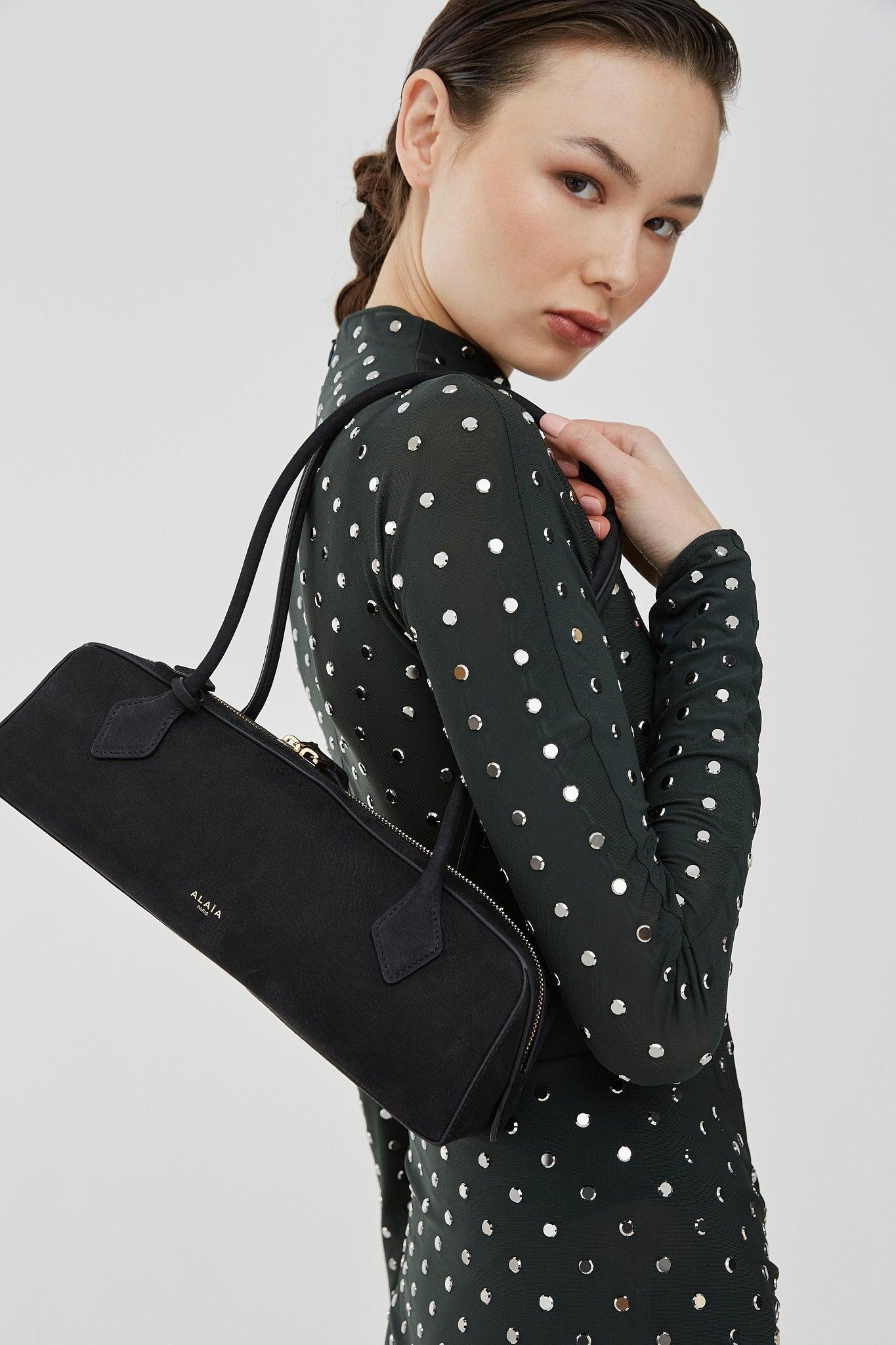 Alaa Embellished Green Jersey Dress in Black | Lyst