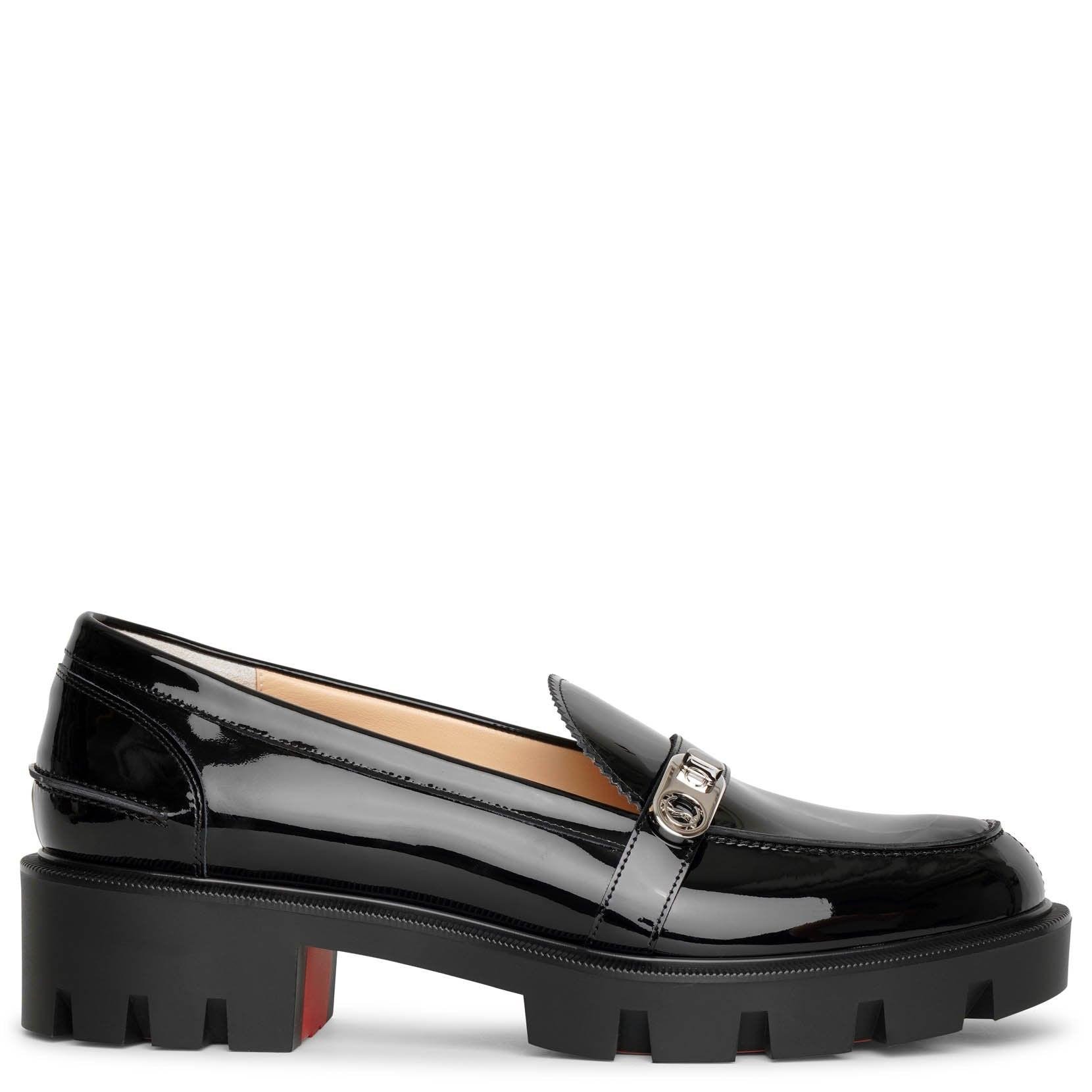 Christian Louboutin Leather Lock Woody Flat Patent Loafers in 