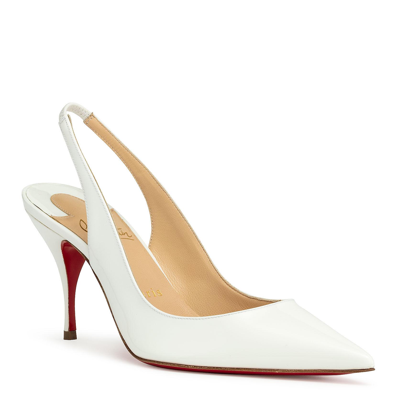 Christian Louboutin Leather Clare Sling 80 Patent White Pumps - Lyst