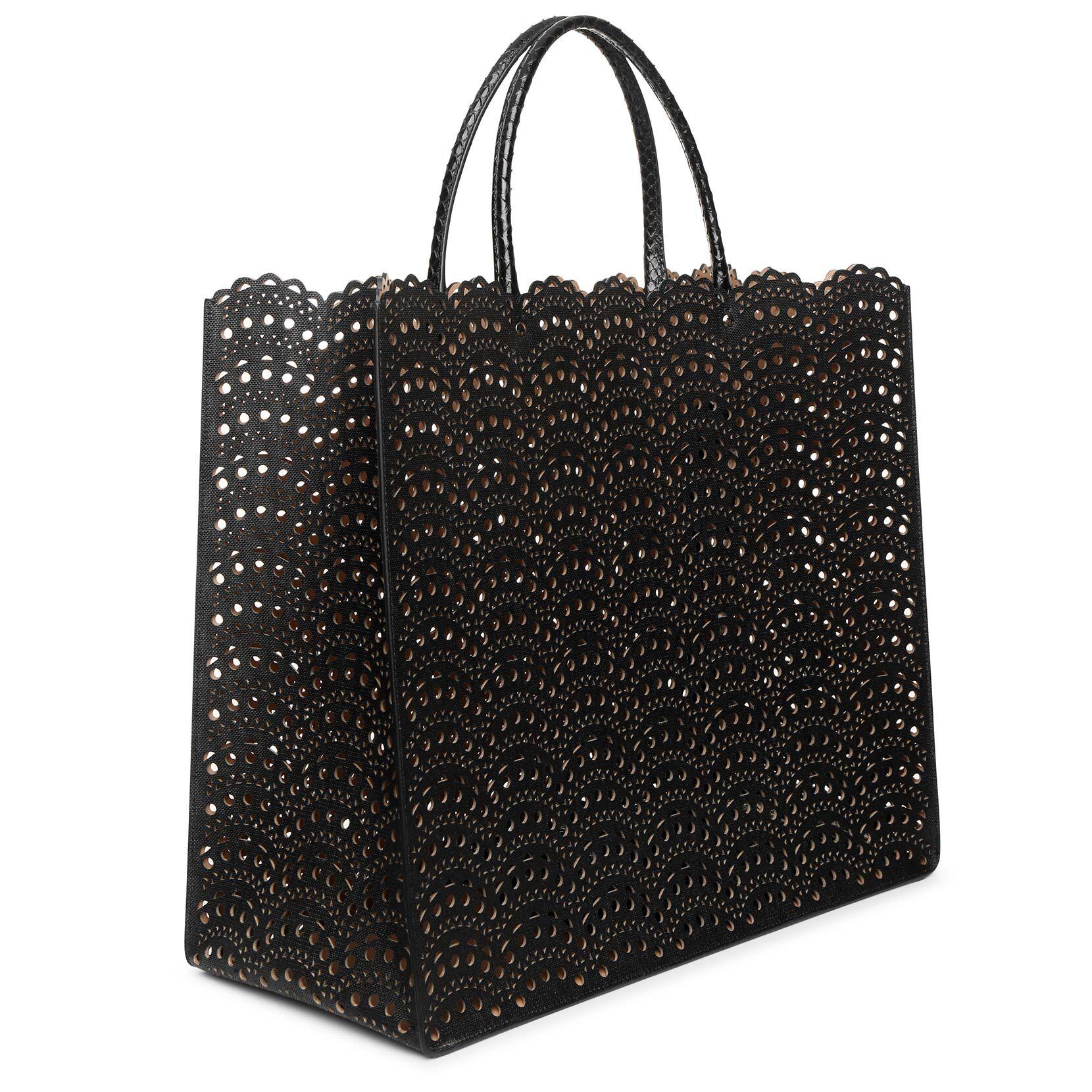 Alaïa Leather Garance Large Black Tote Bag - Lyst