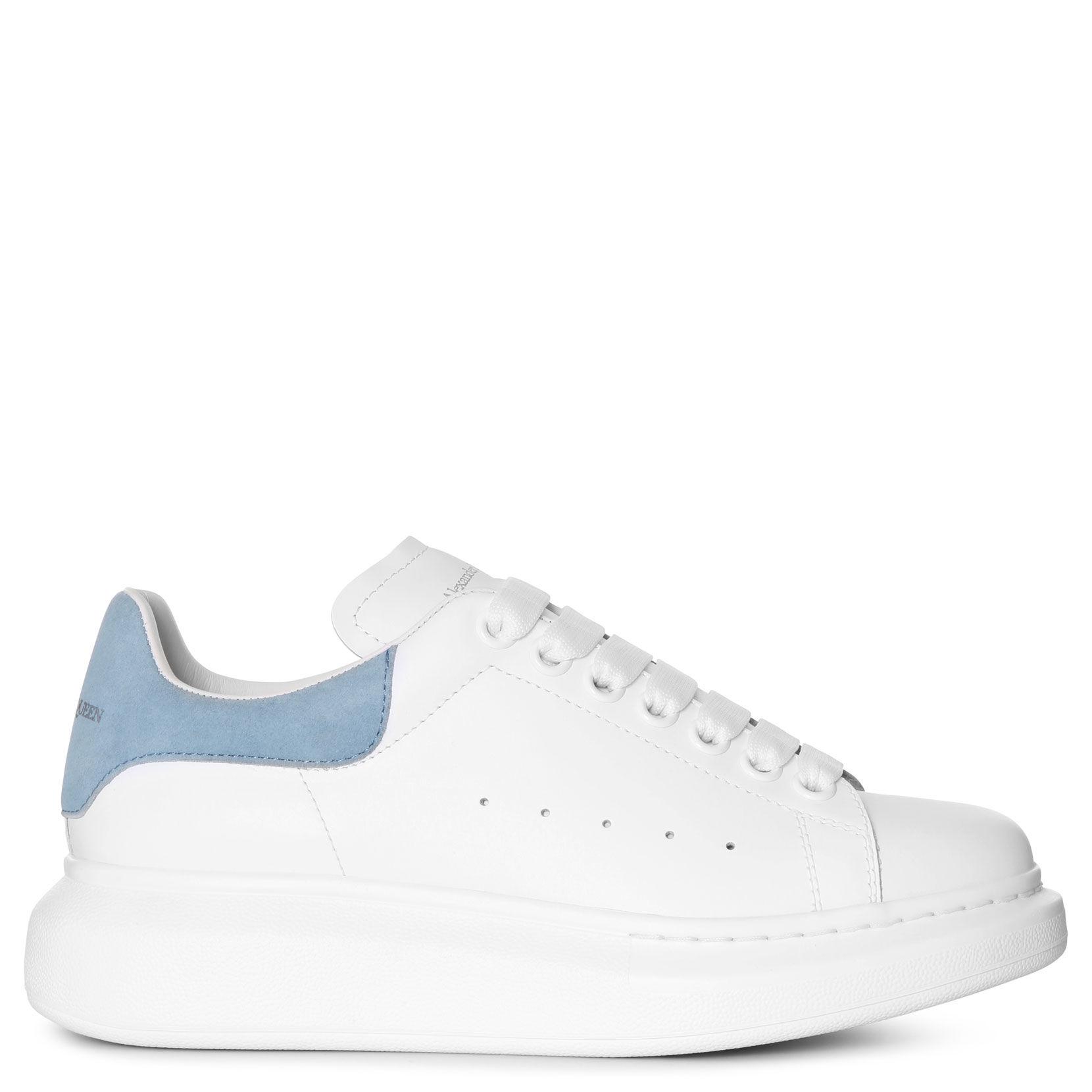 Alexander McQueen Leather White And Dream Blue Classic Sneakers - Lyst