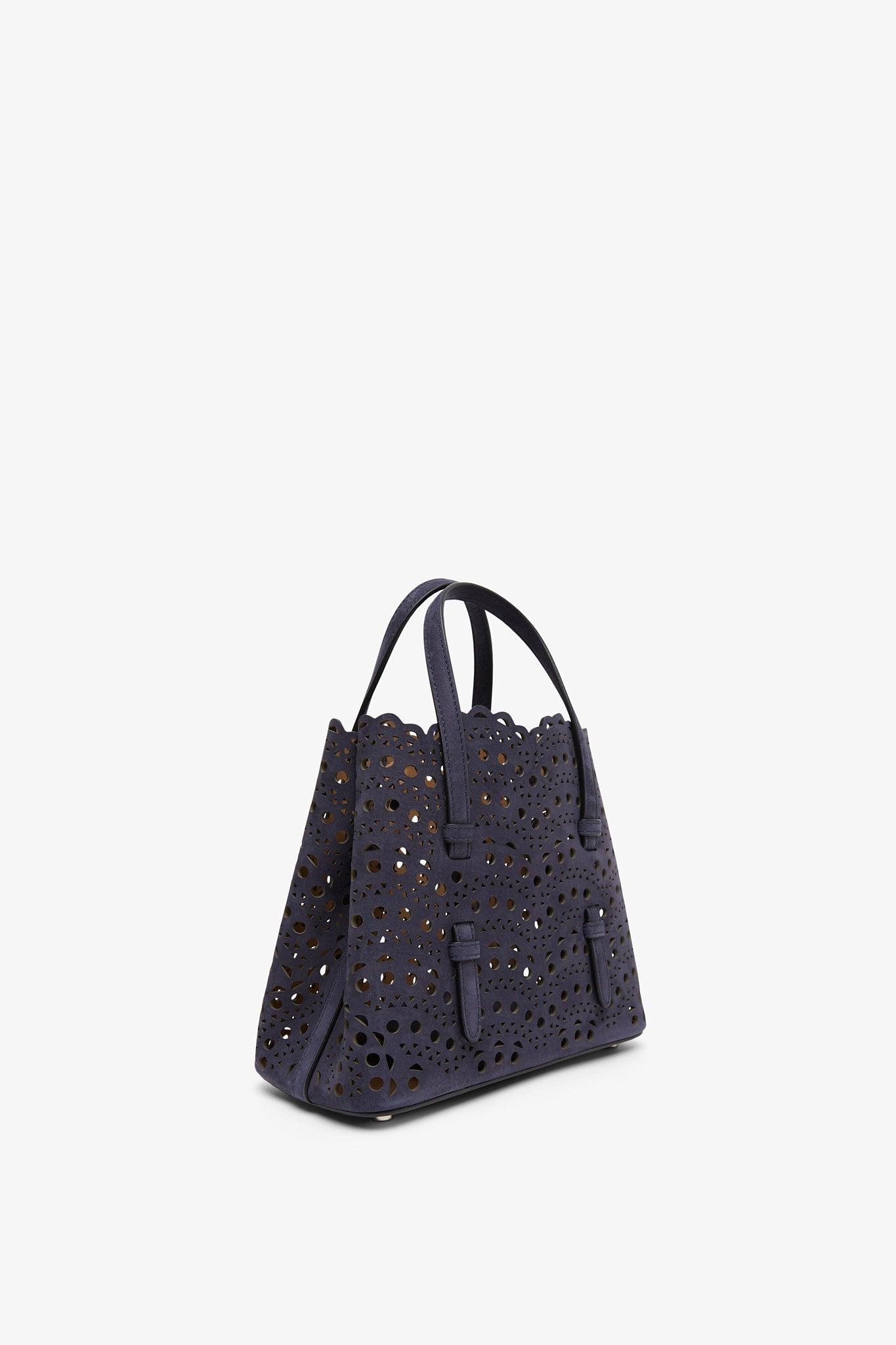 Alaïa Mina 20 Dark Blue Leather Tote Bag | Lyst
