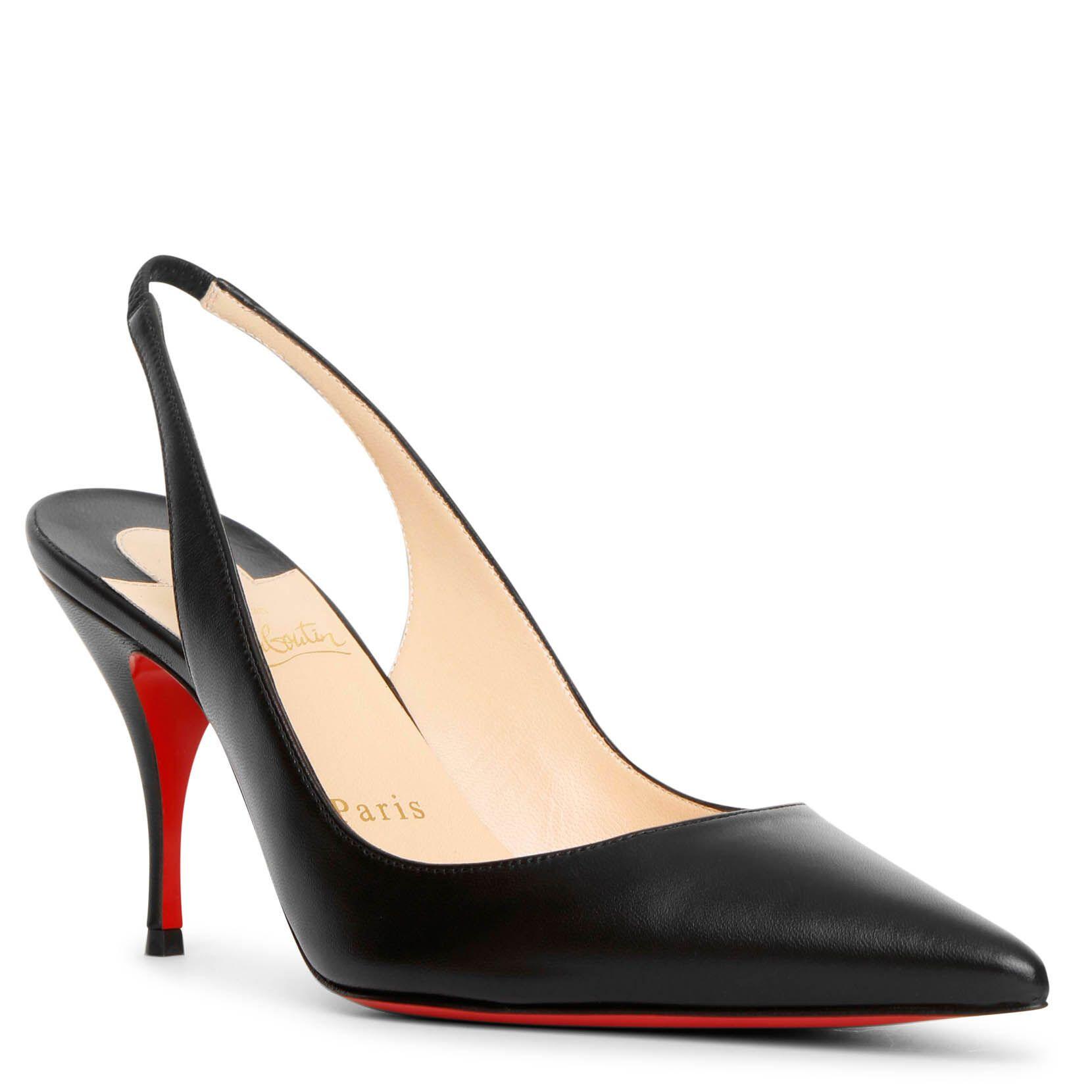 Christian Louboutin Clare Sling 80 Leather Slingback Pump in Black ...