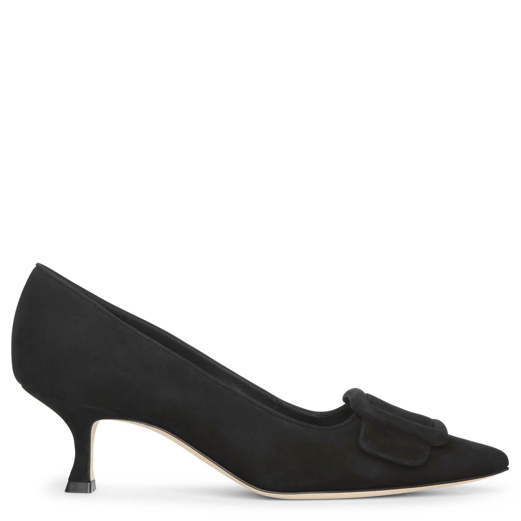 manolo blahnik maysale 50 buckled suede pumps