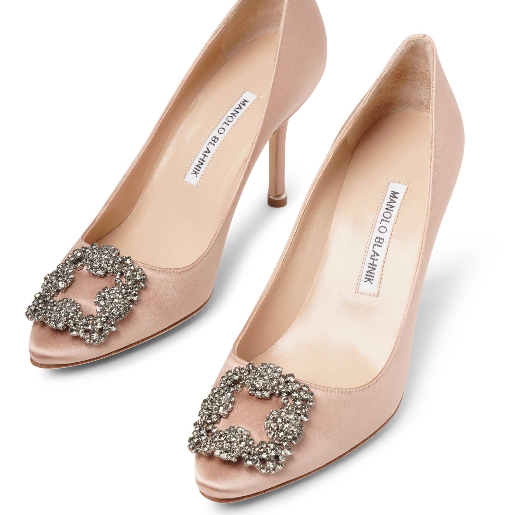 Manolo Blahnik Hangisi 90 Beige Rose Satin Pumps in Pink | Lyst UK Manolo Blahnik Hangisi 90 Beige Rose Satin Pumps in Pink | Lyst UK