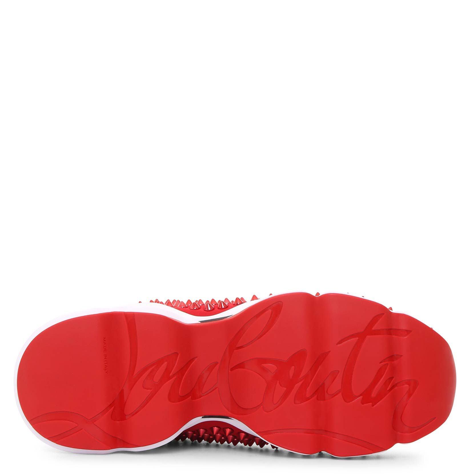 Christian Louboutin Women's Spike Sock Sneakers Spiked Neoprene Red 2113904
