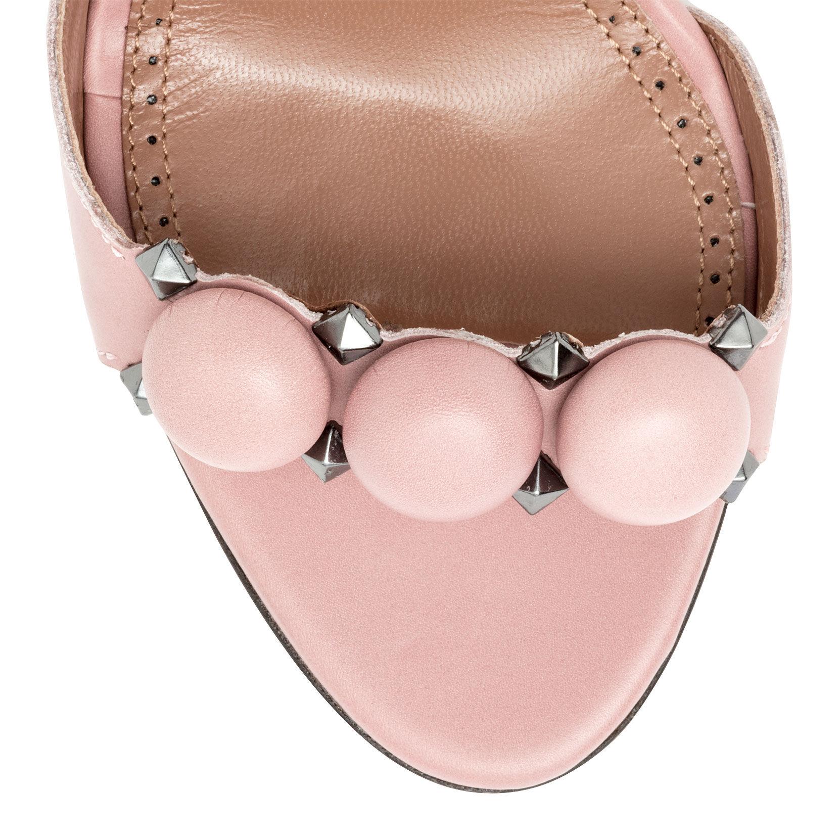 Alaïa Leather Dusty Pink Bombe Sandals | Lyst