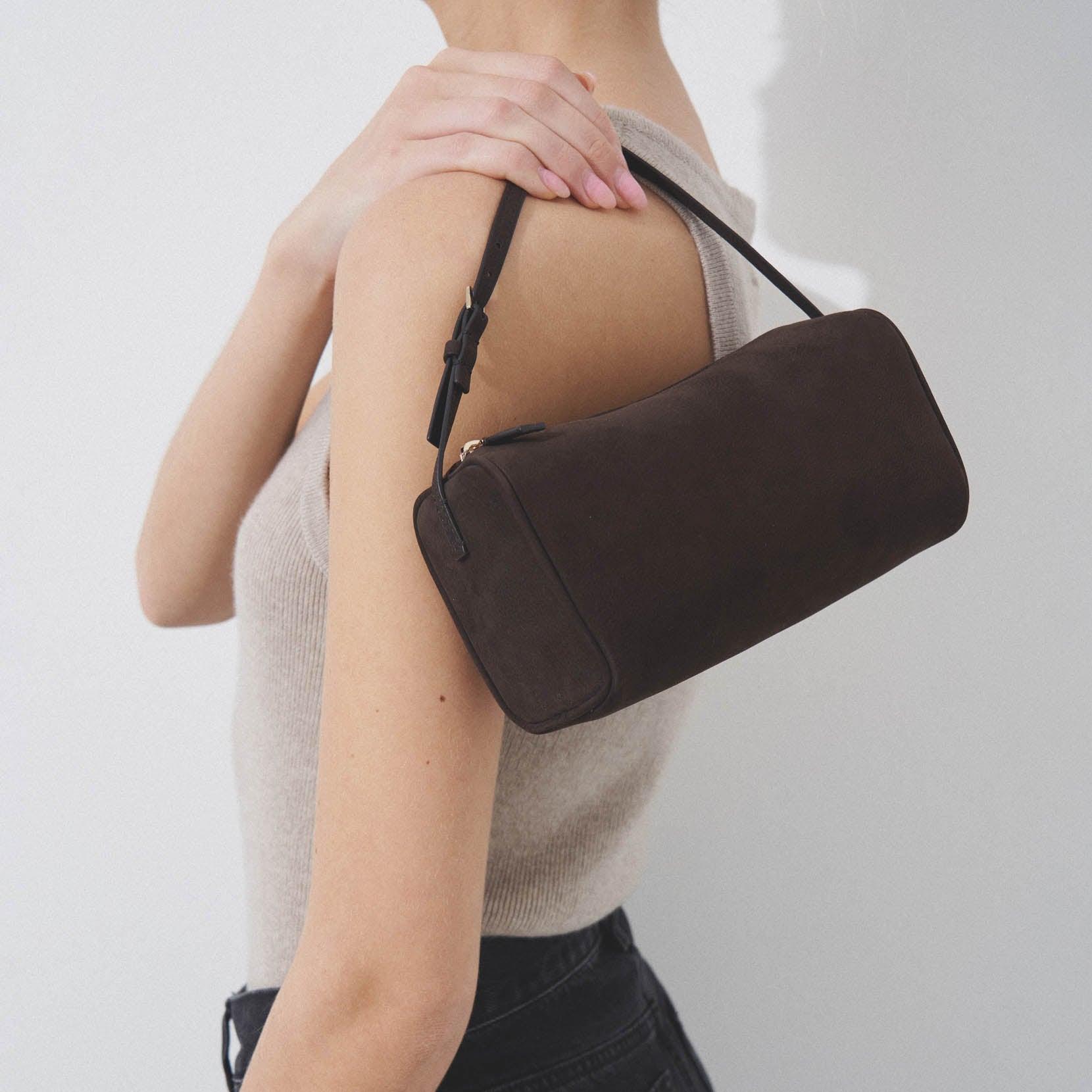 The Row 90's Brown Nubuck Bag in Black Lyst
