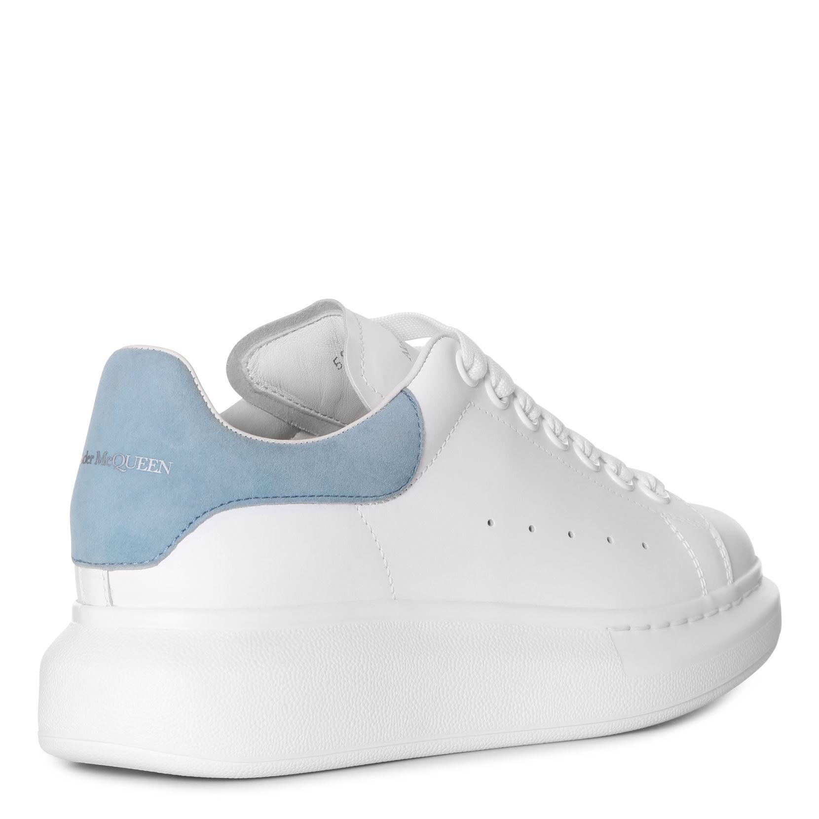 Alexander McQueen Leather White And Dream Blue Classic Sneakers - Lyst