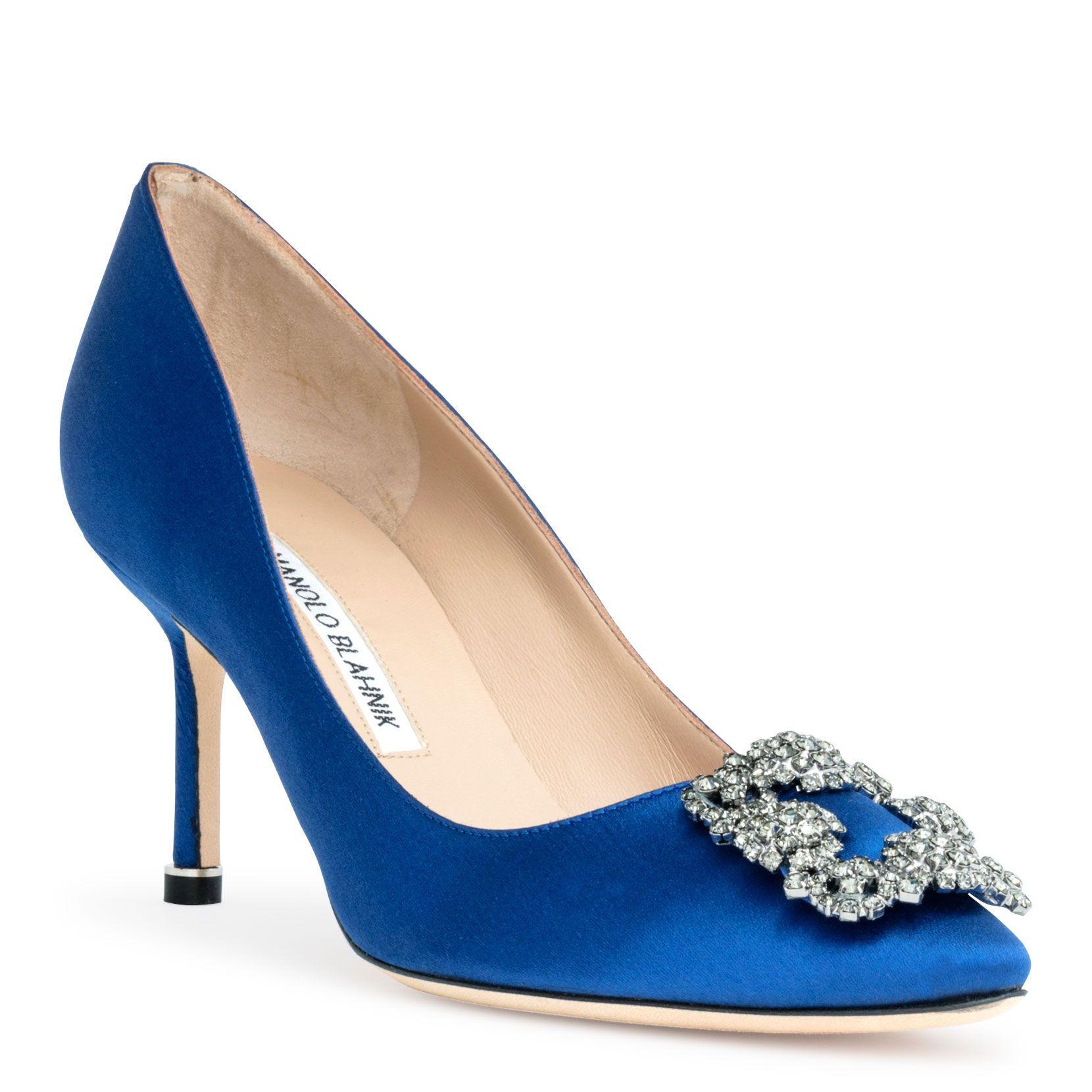 Manolo Blahnik Hangisi 70 Satin Courts in Mid Blue (Blue) - Lyst